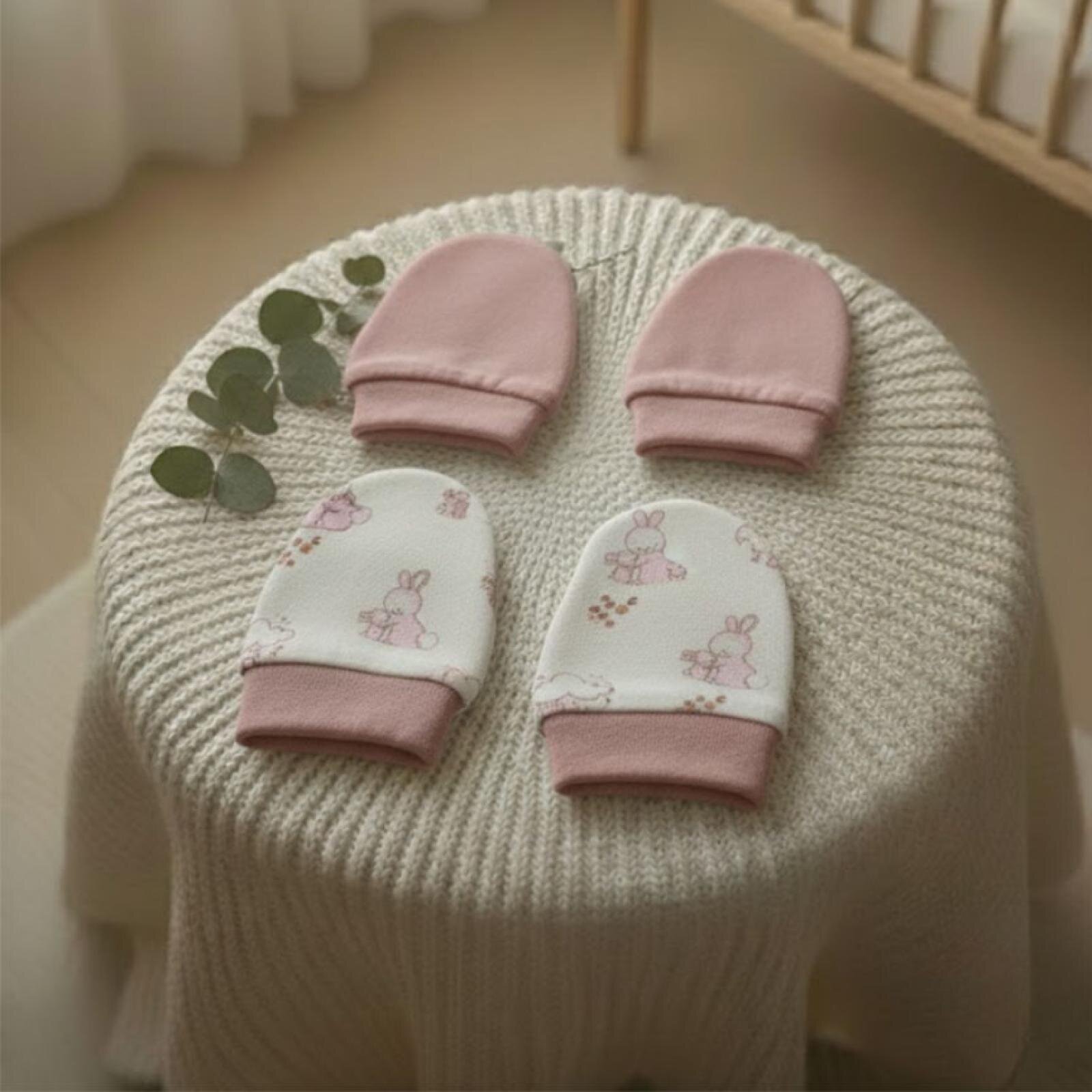 %100 Pamuklu 2'li Eldiven Seti - Pembe / Tavşanlı %100 Pamuklu 2'li Eldiven Seti - Pembe / Tavşanlı