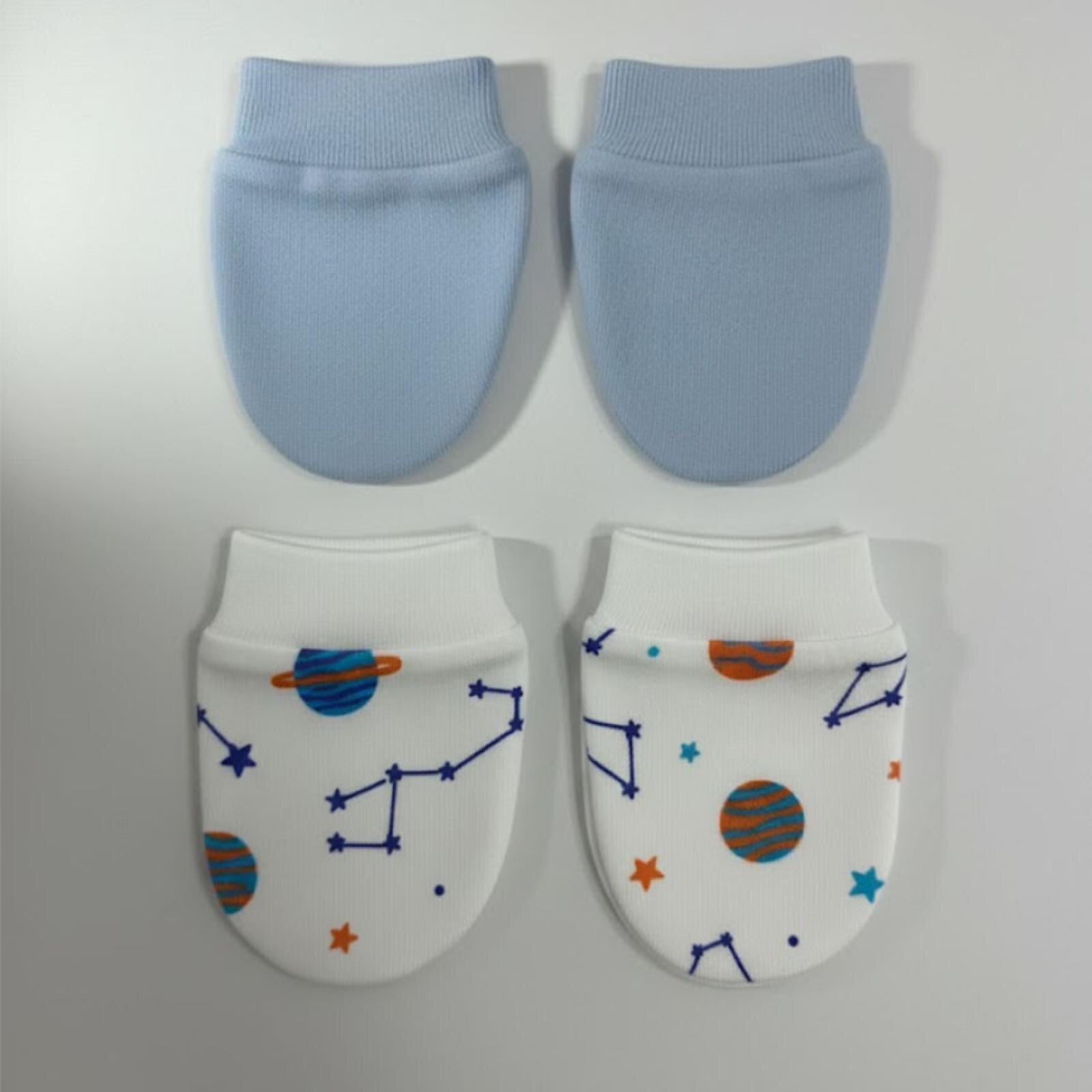 %100 Pamuklu 2'li Eldiven Seti - Mavi / Gezegenler %100 Pamuklu 2'li Eldiven Seti - Mavi / Gezegenler