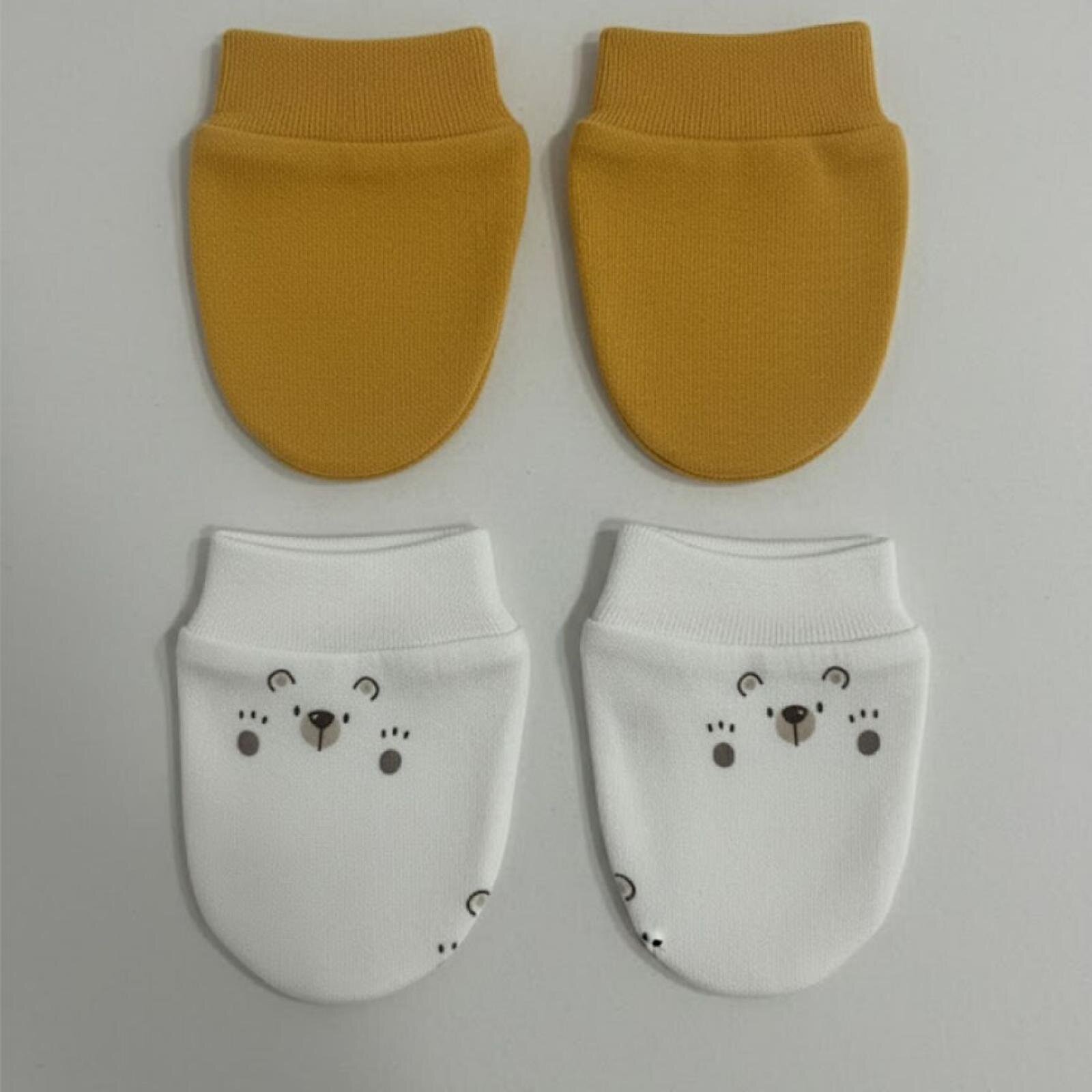 %100 Pamuklu 2'li Eldiven Seti - Hardal / Ayıcık %100 Pamuklu 2'li Eldiven Seti - Hardal / Ayıcık