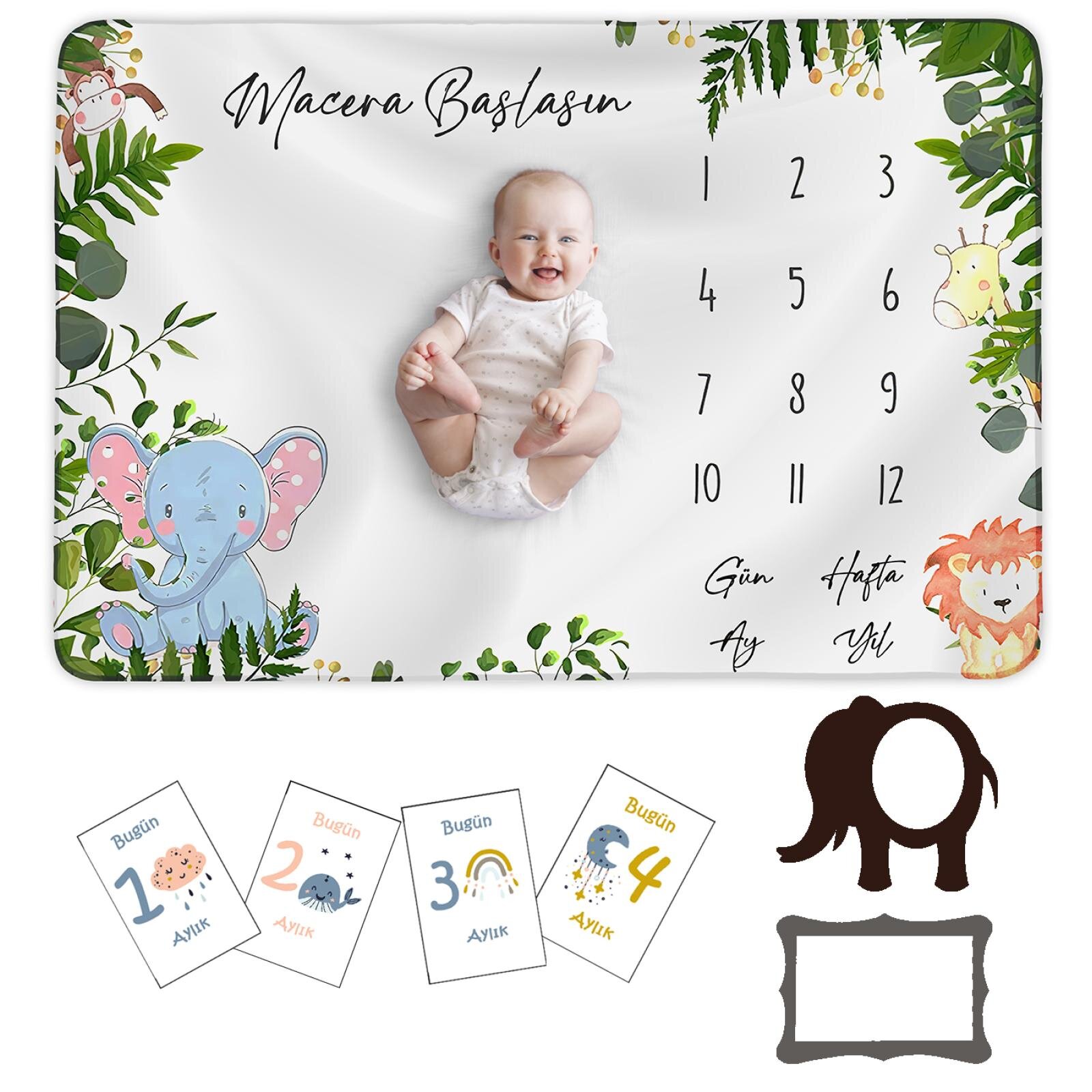 Bebek Hediyelik Aylık Anı Battaniyesi (150x100cm) - Aylık Konsept Fotoğraf Çekim Örtüsü, Anı Kartları, Yeni Doğan Hediye Seti Bebek Hediyelik Aylık Anı Battaniyesi (150x100cm) - Aylık Konsept Fotoğraf Çekim Örtüsü, Anı Kartları, Yeni Doğan Hediye Seti