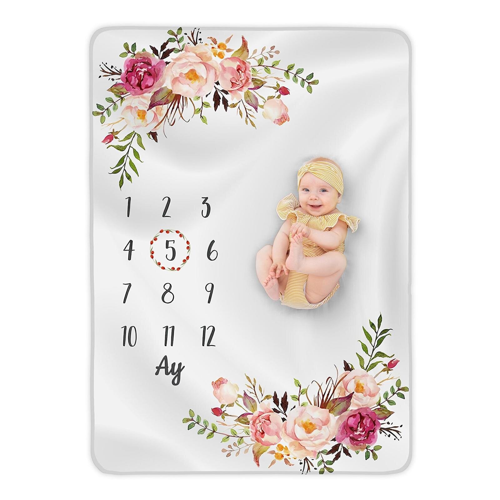 Aylık Anı Battaniyesi Bebek Hediyesi - Hediyelik Kız Bebek Yeni Doğan Doğum Hediye Seti - Baby Shower Aylık Anı Battaniyesi Bebek Hediyesi - Hediyelik Kız Bebek Yeni Doğan Doğum Hediye Seti - Baby Shower