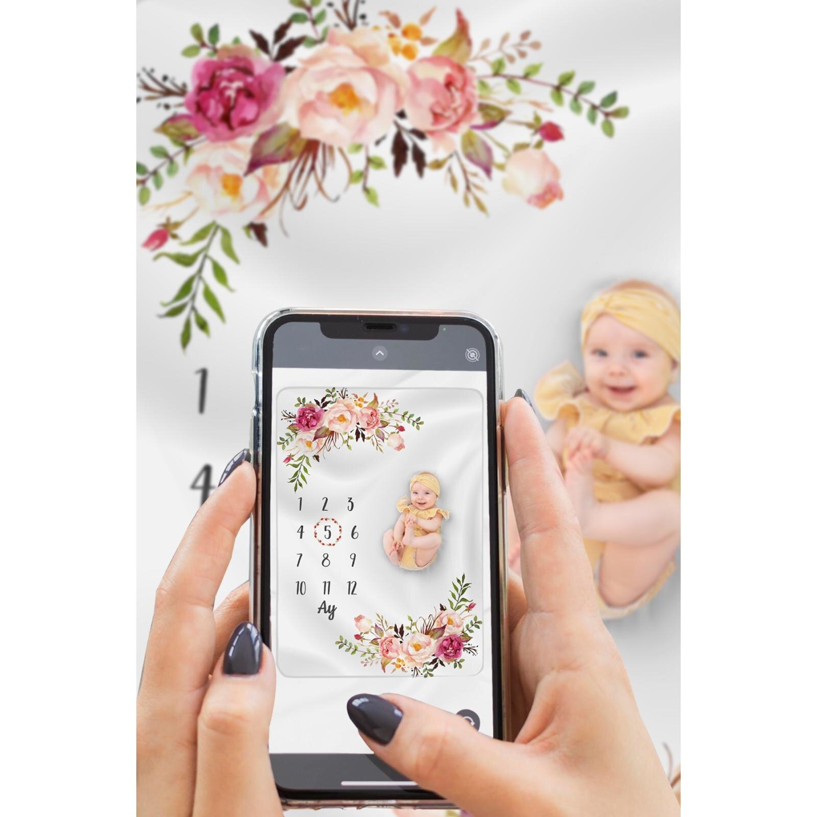 Aylık Anı Battaniyesi Bebek Hediyesi - Hediyelik Kız Bebek Yeni Doğan Doğum Hediye Seti - Baby Shower Aylık Anı Battaniyesi Bebek Hediyesi - Hediyelik Kız Bebek Yeni Doğan Doğum Hediye Seti - Baby Shower