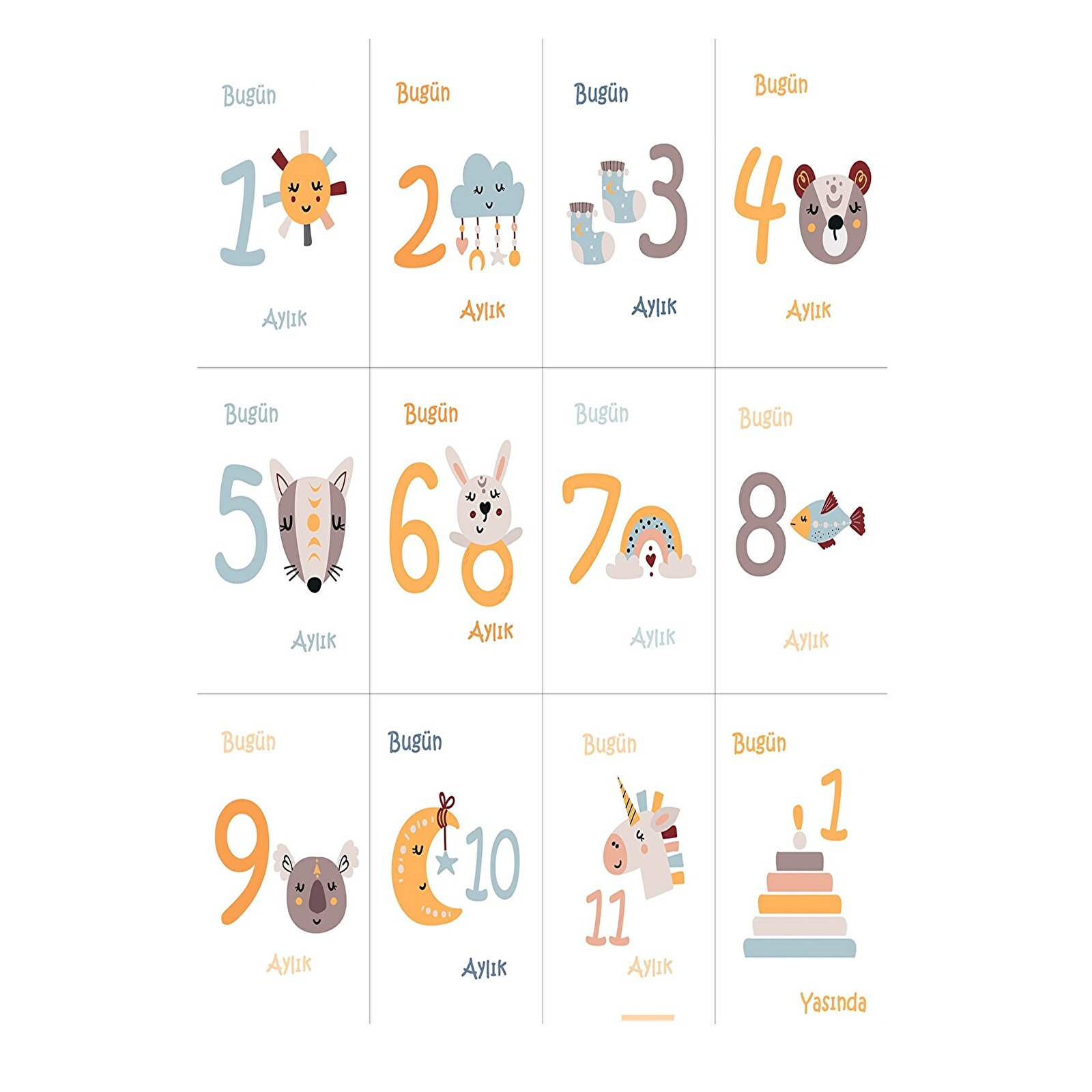 Yenidoğan Hastane Çıkış Hediyeleri, Kız Bebek İçin Anı Battaniyesi, 12’li Aylık Ay Dönümü İşaretleri