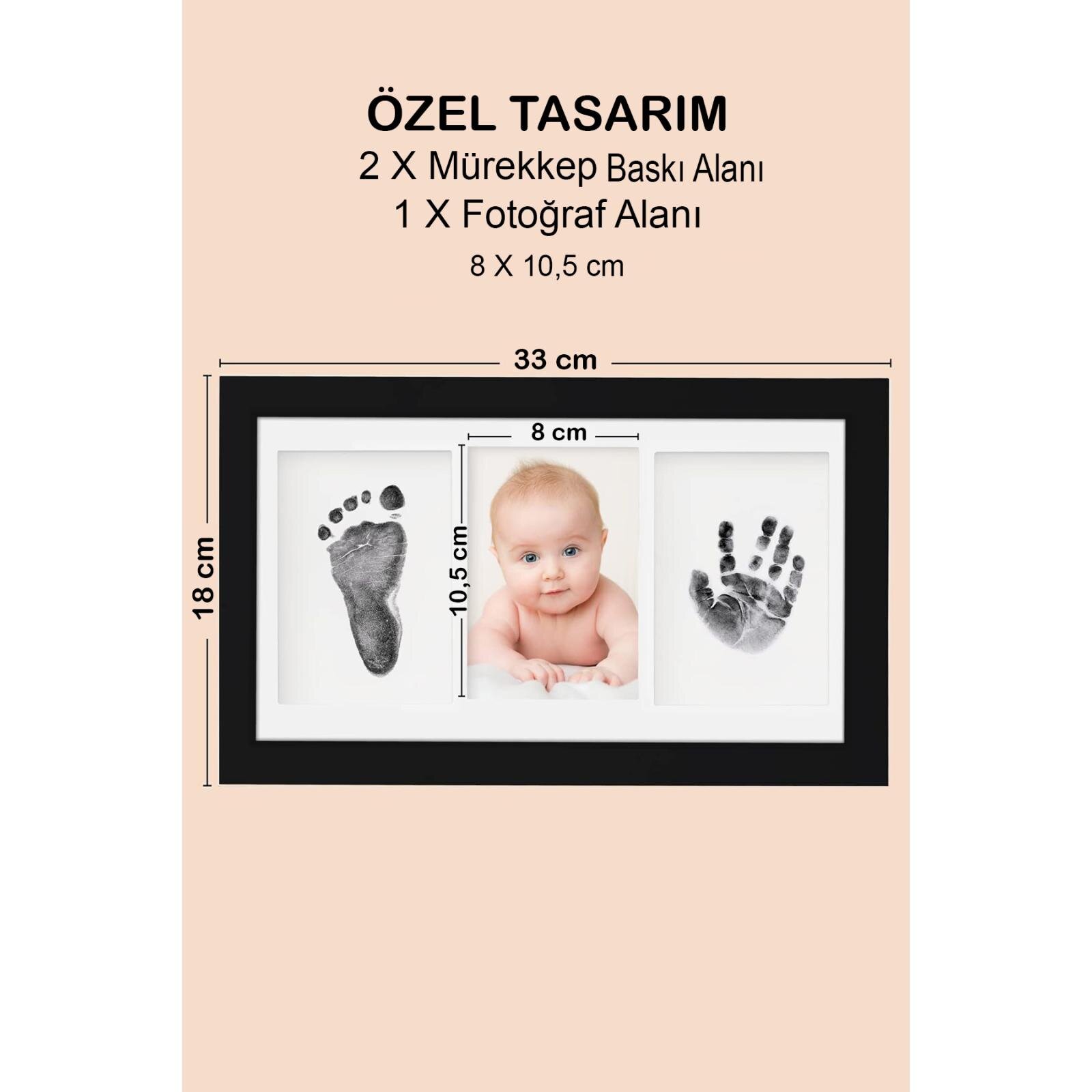 Bebek El Ayak İzi Seti, Erkek Kız Yenidoğan Bebek Hediyesi, Temaszız Mürekkep Baskı Seti (2 Adet)