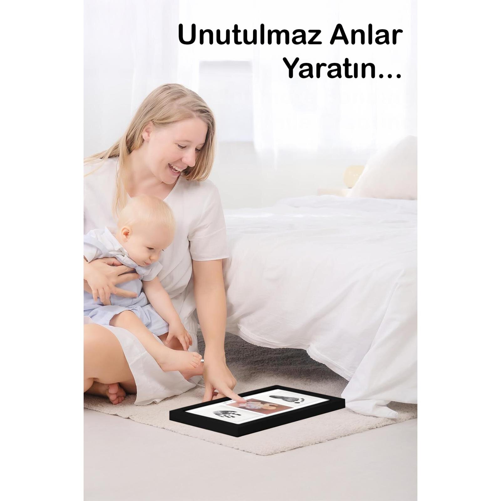 Bebek El Ayak İzi Seti, Erkek Kız Yenidoğan Bebek Hediyesi, Temaszız Mürekkep Baskı Seti (2 Adet)