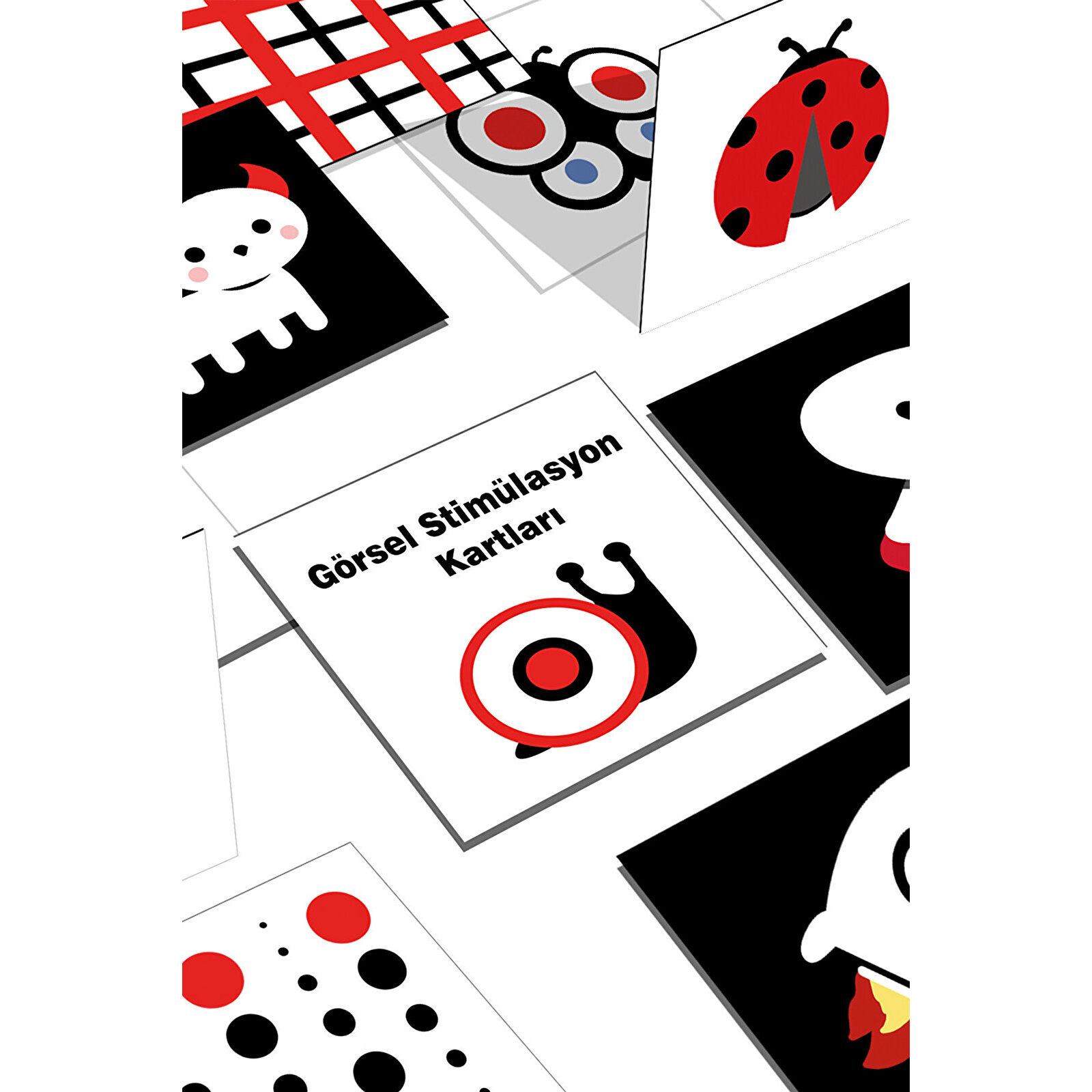 Siyah Beyaz Renkli Bebek Zeka Kartları, Yenidoğan Beyin Gelişimi Eğitici Oyuncak, 36 Adet, 3-6 Ay