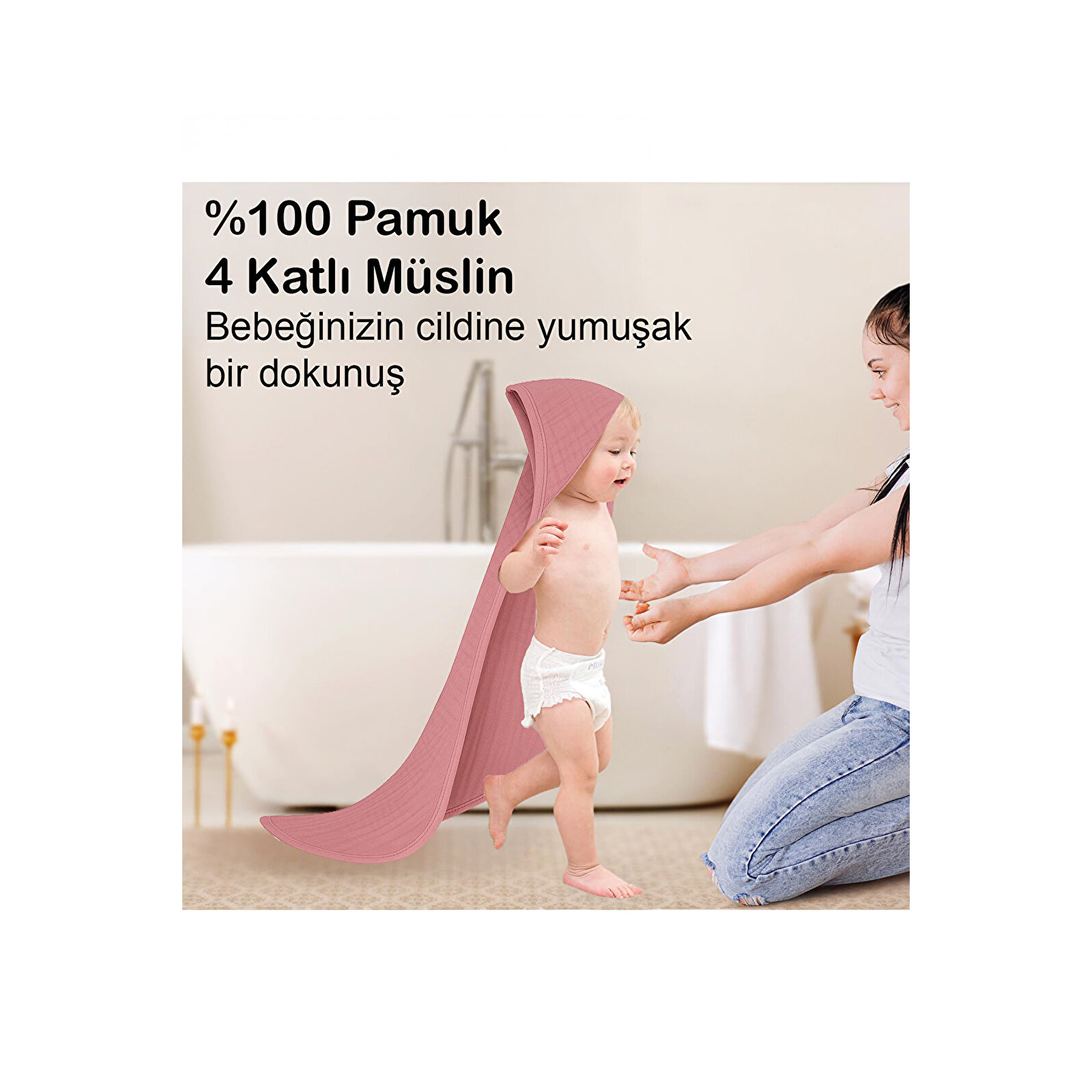 Yenidoğan Bebek Müslin Banyo Havlusu Kapüşonlu, 4 Katlı, Kalın, Yumuşak ve Emici %100 Pamuk, 70X70cm Yenidoğan Bebek Müslin Banyo Havlusu Kapüşonlu, 4 Katlı, Kalın, Yumuşak ve Emici %100 Pamuk, 70X70cm