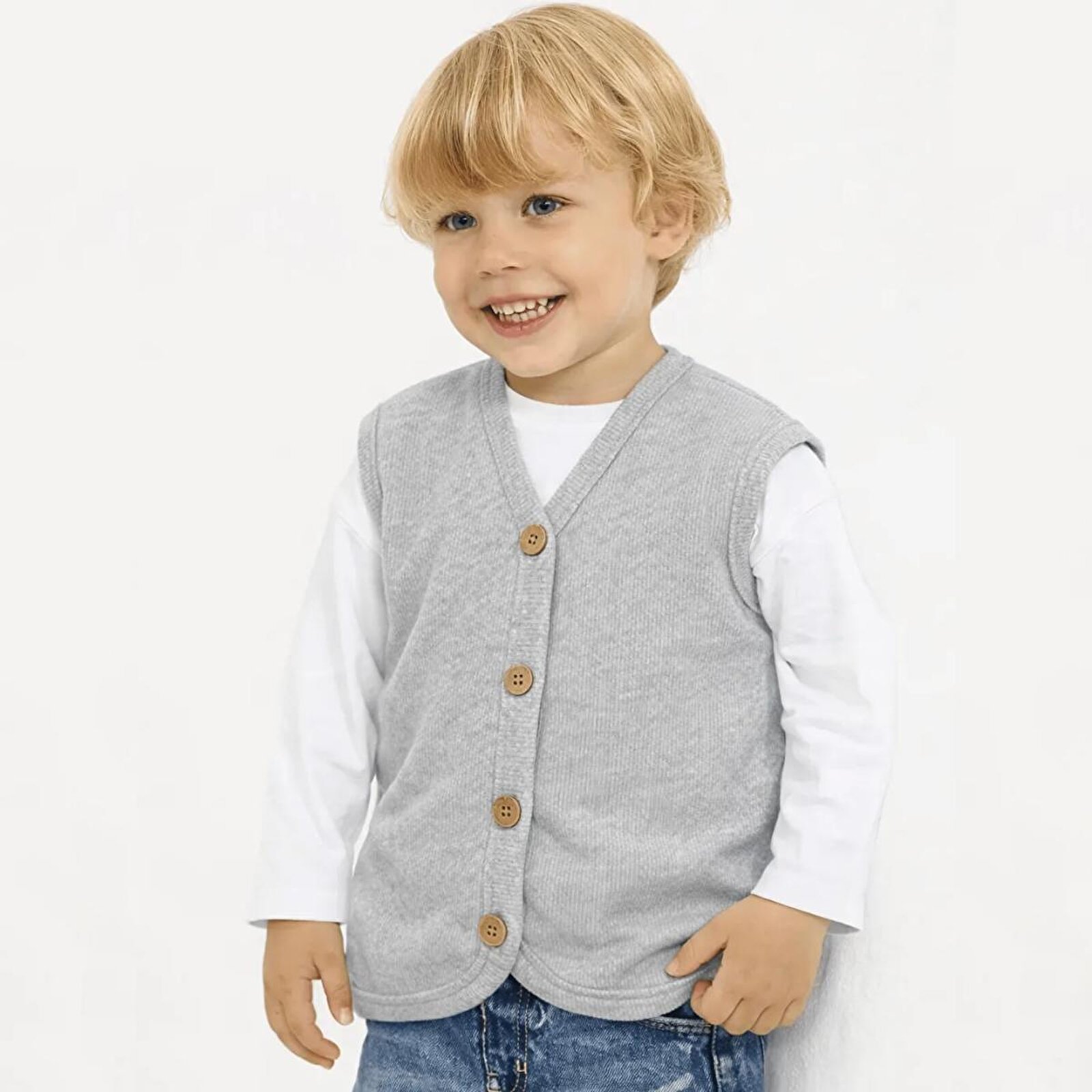 Erkek Bebek Selanik Yelek V Yaka Erkek Bebek Selanik Yelek V Yaka