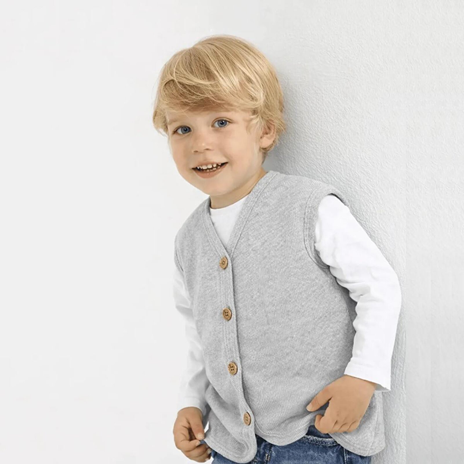 Erkek Bebek Selanik Yelek V Yaka Erkek Bebek Selanik Yelek V Yaka