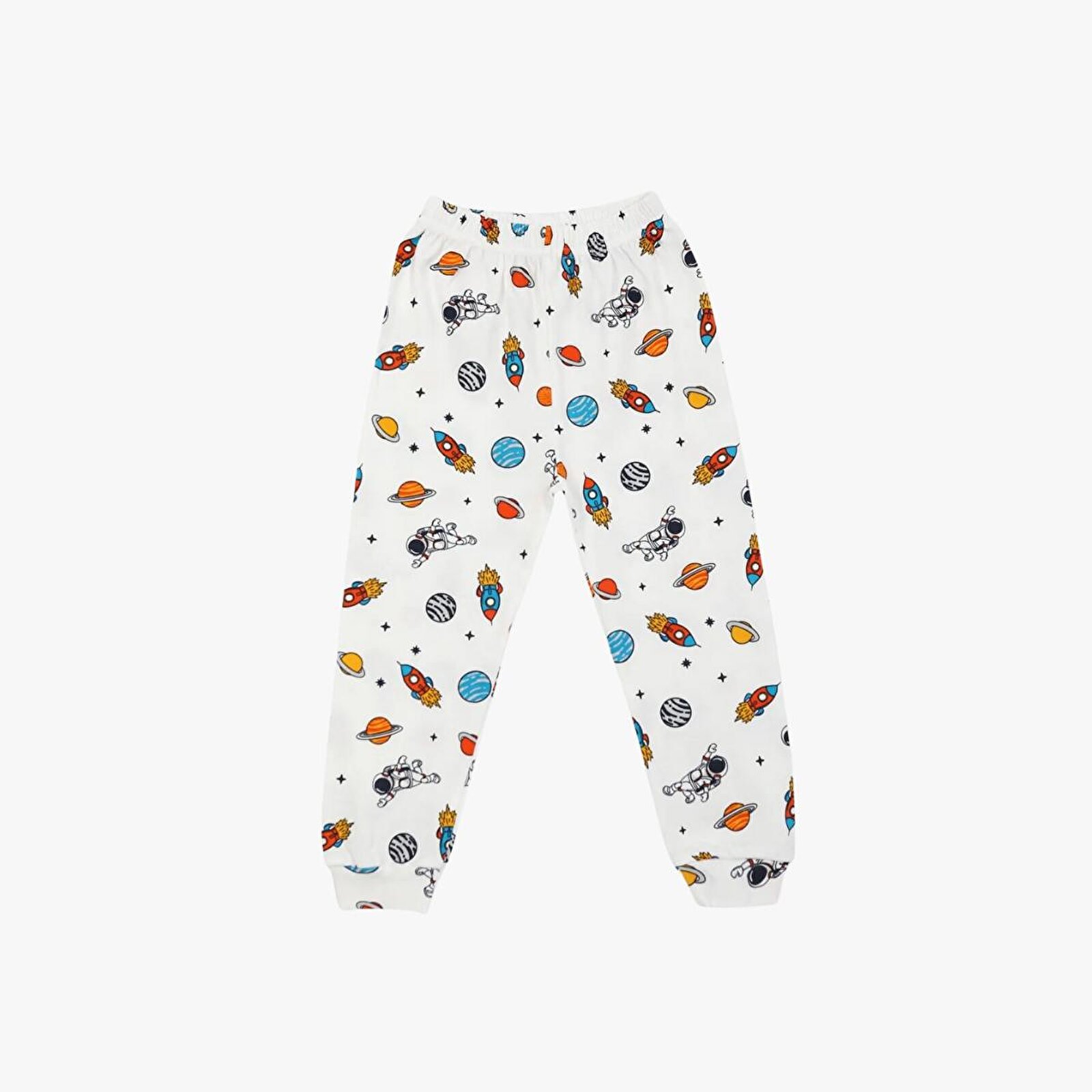 Önden Düğmeli Erkek Çocuk Pijama Takımı Astronot Desenli