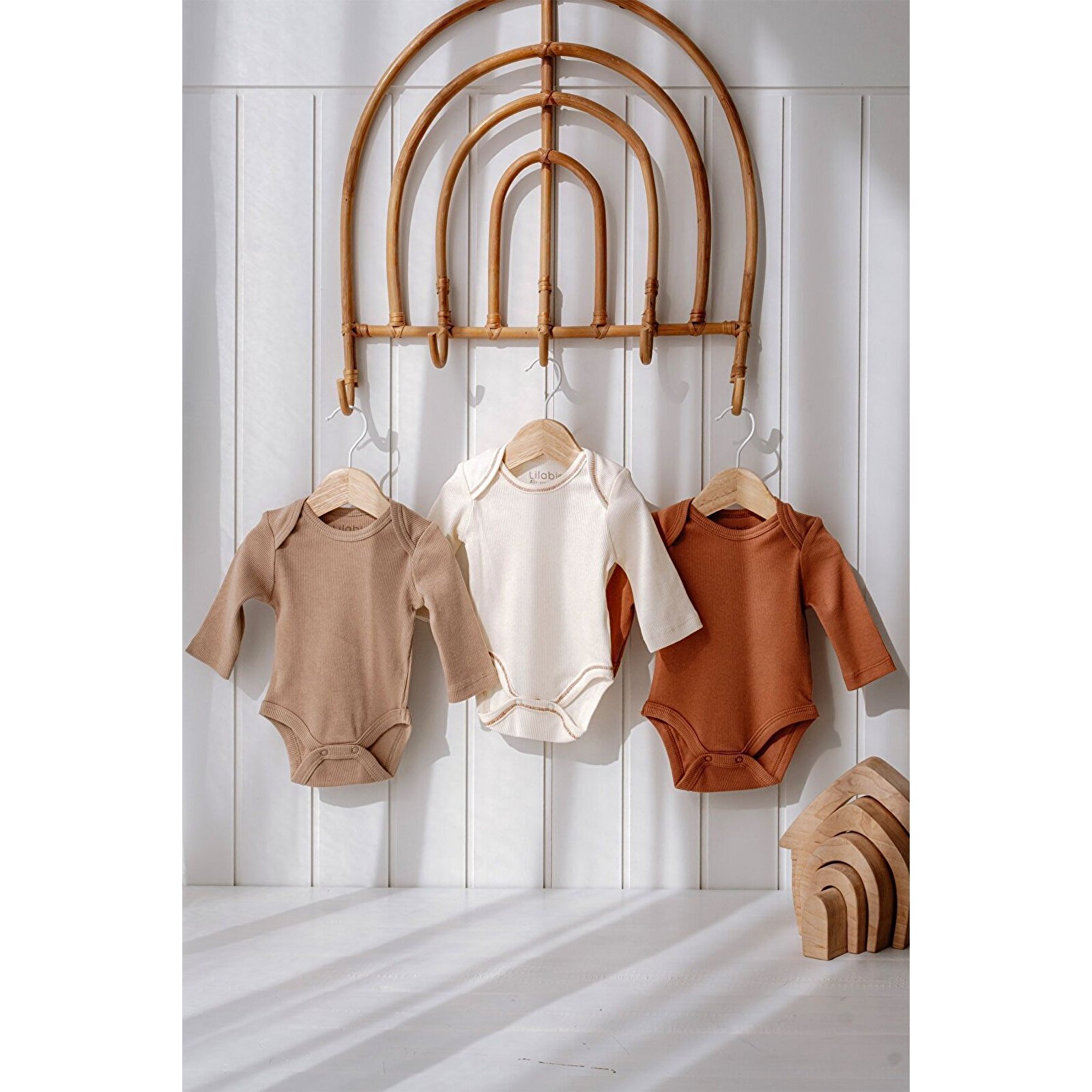 3 Parça Unisex Bebek Uzun Kollu Pamuk Bodysuit Takımı Yenidoğan Ve Çocuk Hediye Seti