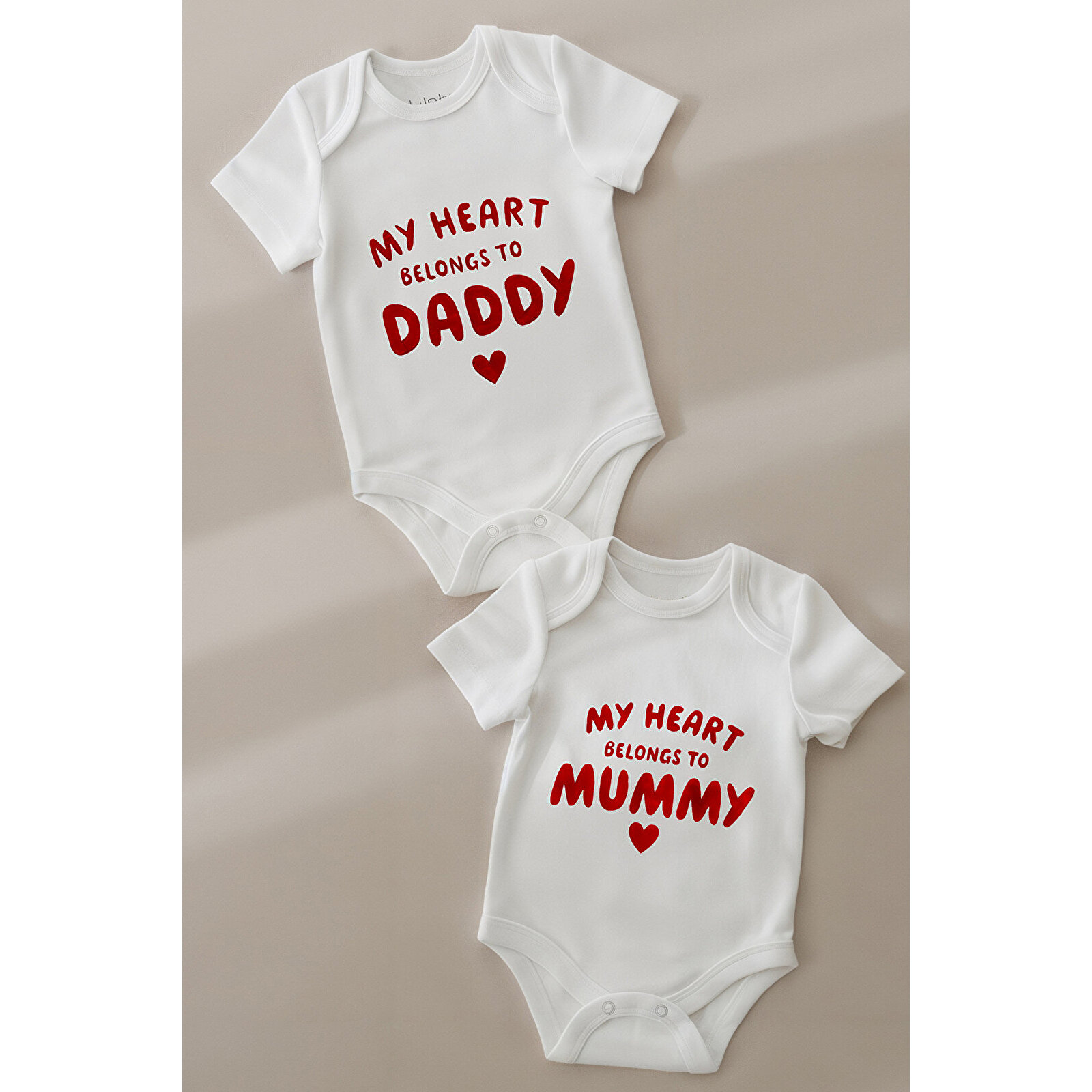 %100 Organik Pamuk 2li Baskılı Kısa Kollu Bebek Body-Mummy/Daddy