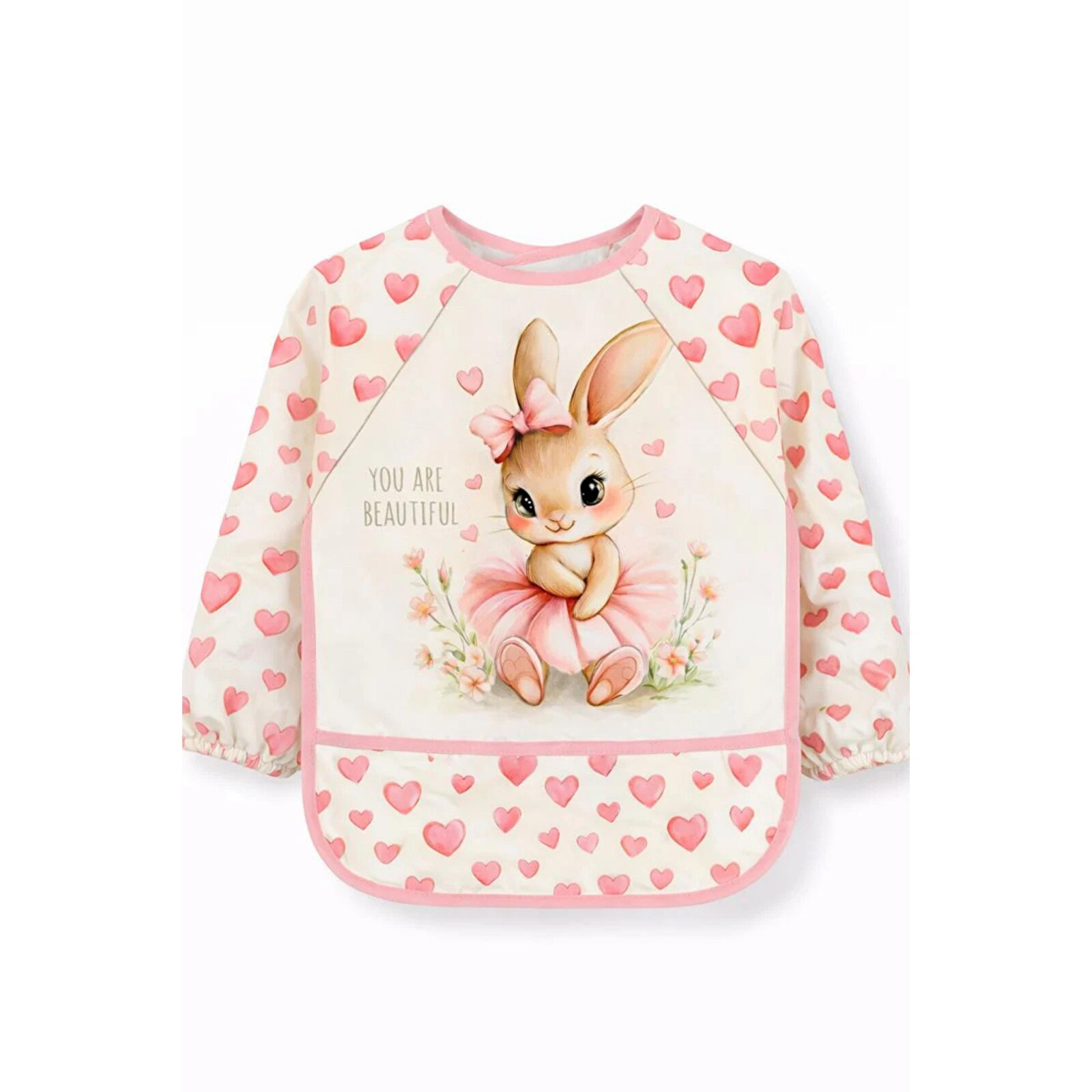 Uzun Kollu Giyilebilir Tavşan Desen Sıvı Geçirmez Aktivite ve Mama Önlüğü Su Geçirmez Bebek Önlük Uzun Kollu Giyilebilir Tavşan Desen Sıvı Geçirmez Aktivite ve Mama Önlüğü Su Geçirmez Bebek Önlük