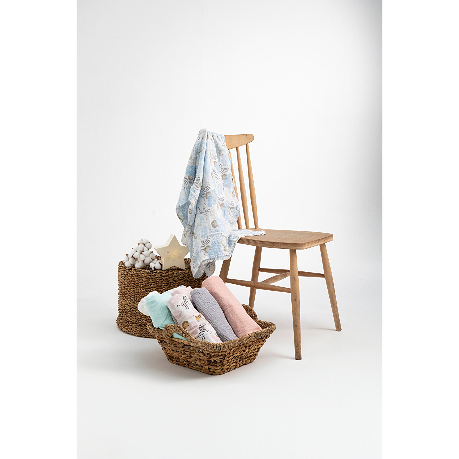 2'li Müslin Battaniye - Mavi 110x 110 Cm