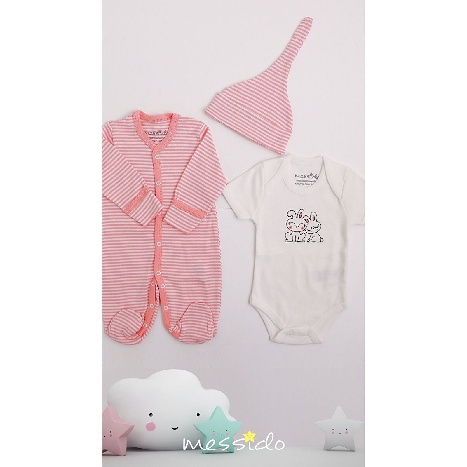 %100 Pamuk Yenidoğan 3'lü Set