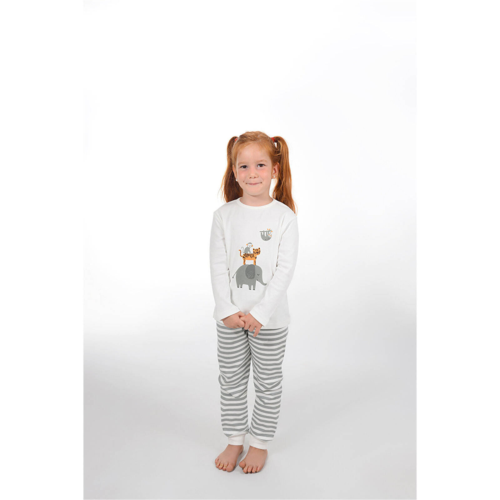 1-5 Yaş Çocuk Hayvan Desenli Pamuklu Uzun Kollu Pijama&nbsp;takımı