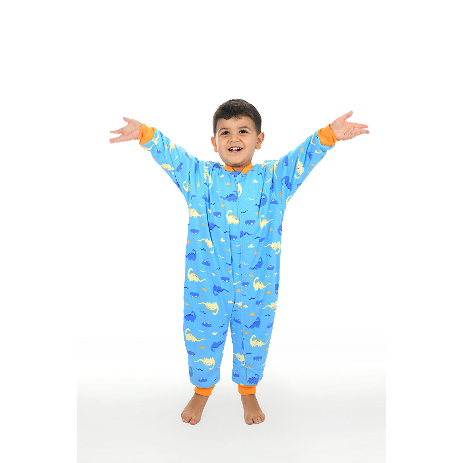 Erkek Dinazor Desen Uyku Tulumu Fermuarlı 1TOG Bisiklet Yaka Ribanalı Paça Uzun Kol Erkek Dinazor Desen Uyku Tulumu Fermuarlı 1TOG Bisiklet Yaka Ribanalı Paça Uzun Kol