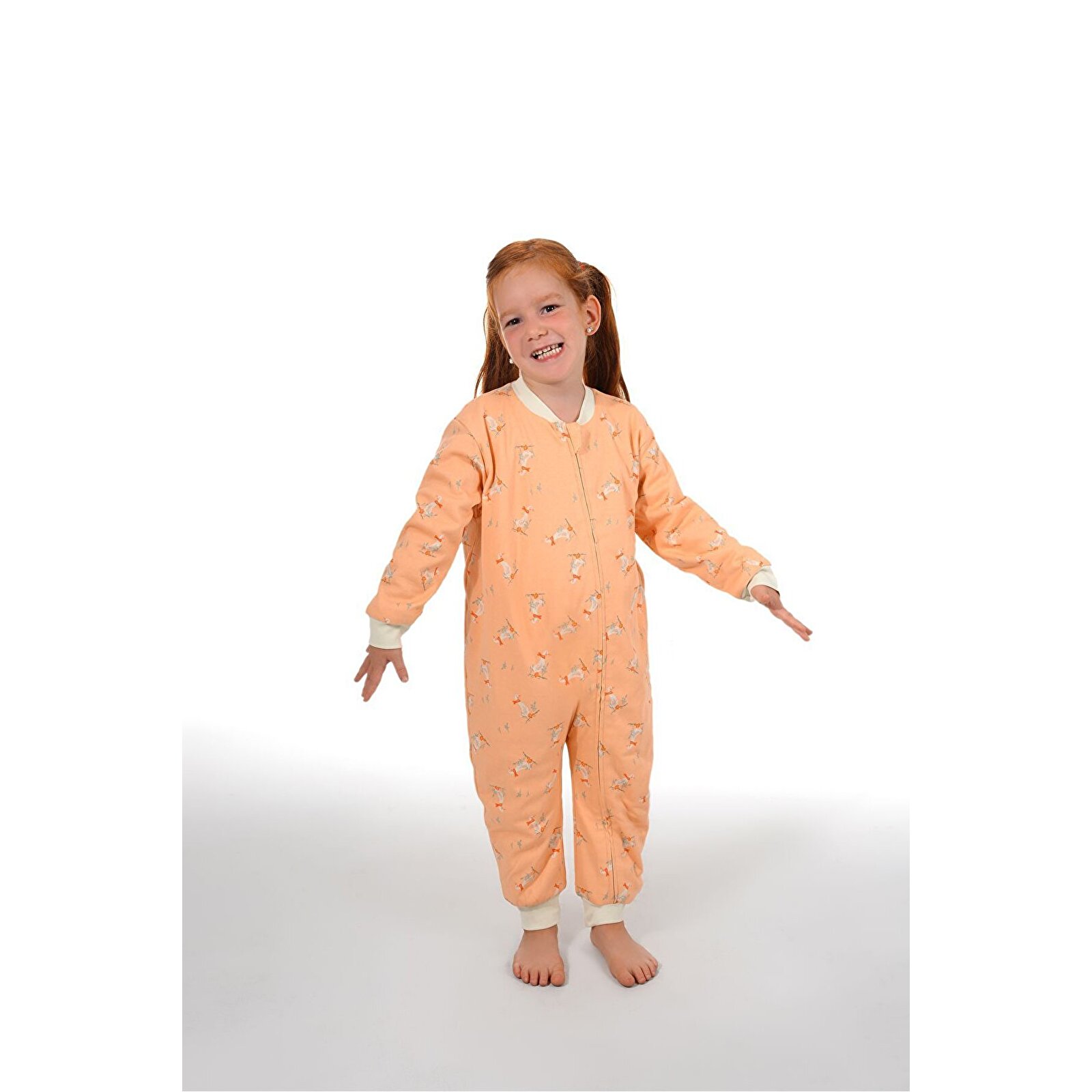 Kız Ördekli Desen Uyku Tulumu Fermuarlı 1TOG Bisiklet Yaka Ribanalı Paça Uzun Kol Kız Ördekli Desen Uyku Tulumu Fermuarlı 1TOG Bisiklet Yaka Ribanalı Paça Uzun Kol