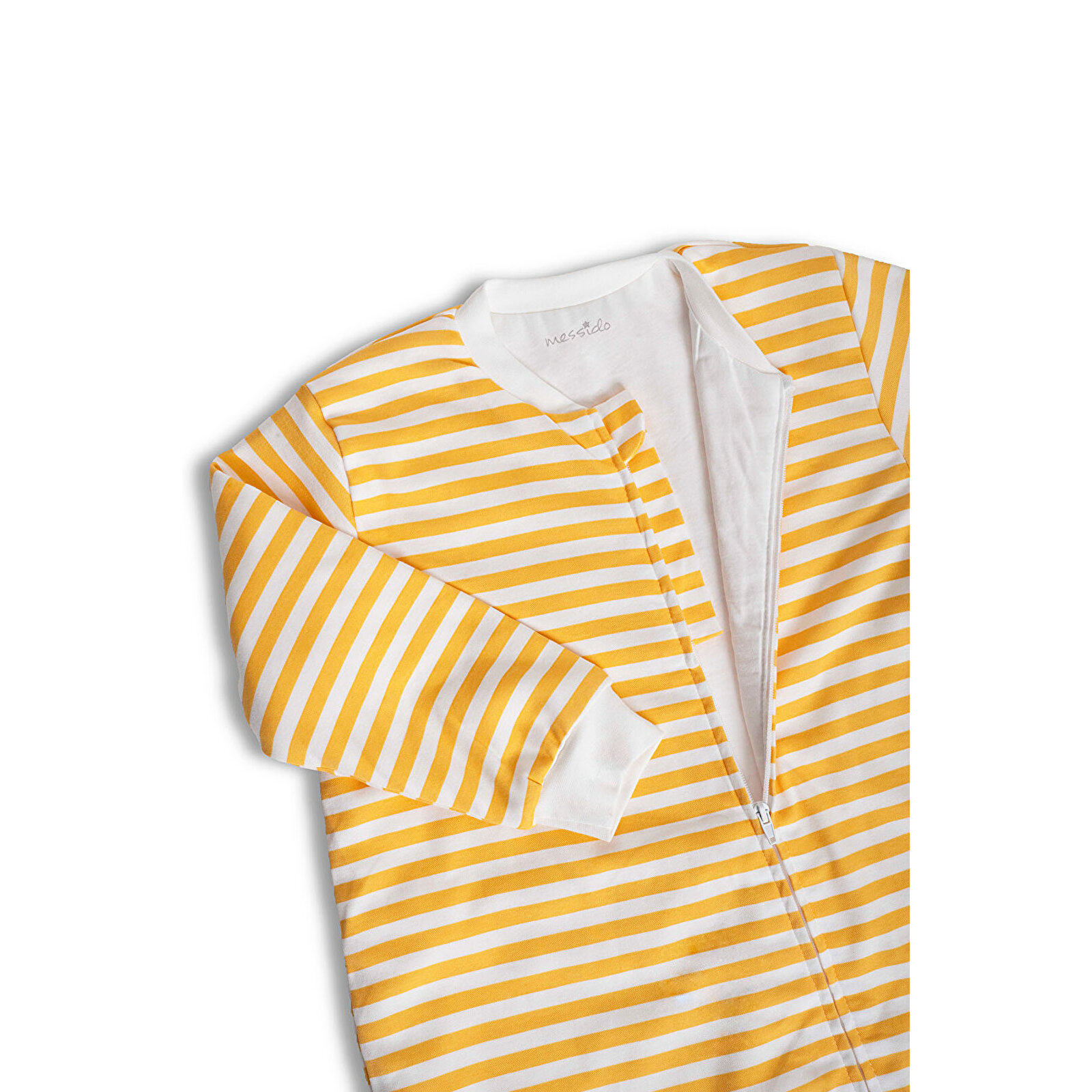 Sarı Çizgi Desen Uyku Tulumu Fermuarlı 1TOG Bisiklet Yaka Ribanalı Paça Uzun Kol Sarı Çizgi Desen Uyku Tulumu Fermuarlı 1TOG Bisiklet Yaka Ribanalı Paça Uzun Kol