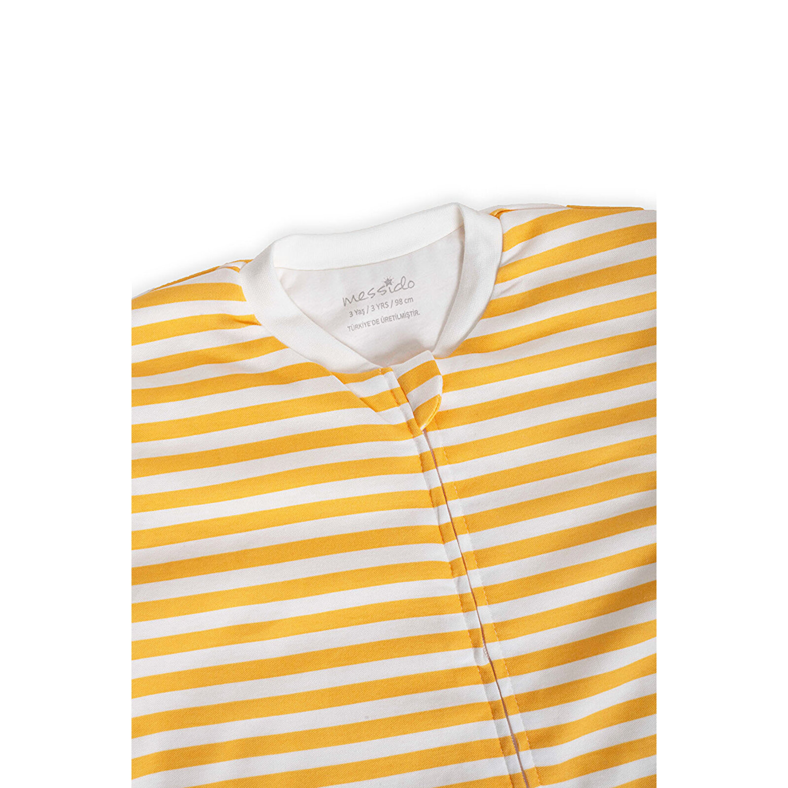 Sarı Çizgi Desen Uyku Tulumu Fermuarlı 1TOG Bisiklet Yaka Ribanalı Paça Uzun Kol Sarı Çizgi Desen Uyku Tulumu Fermuarlı 1TOG Bisiklet Yaka Ribanalı Paça Uzun Kol