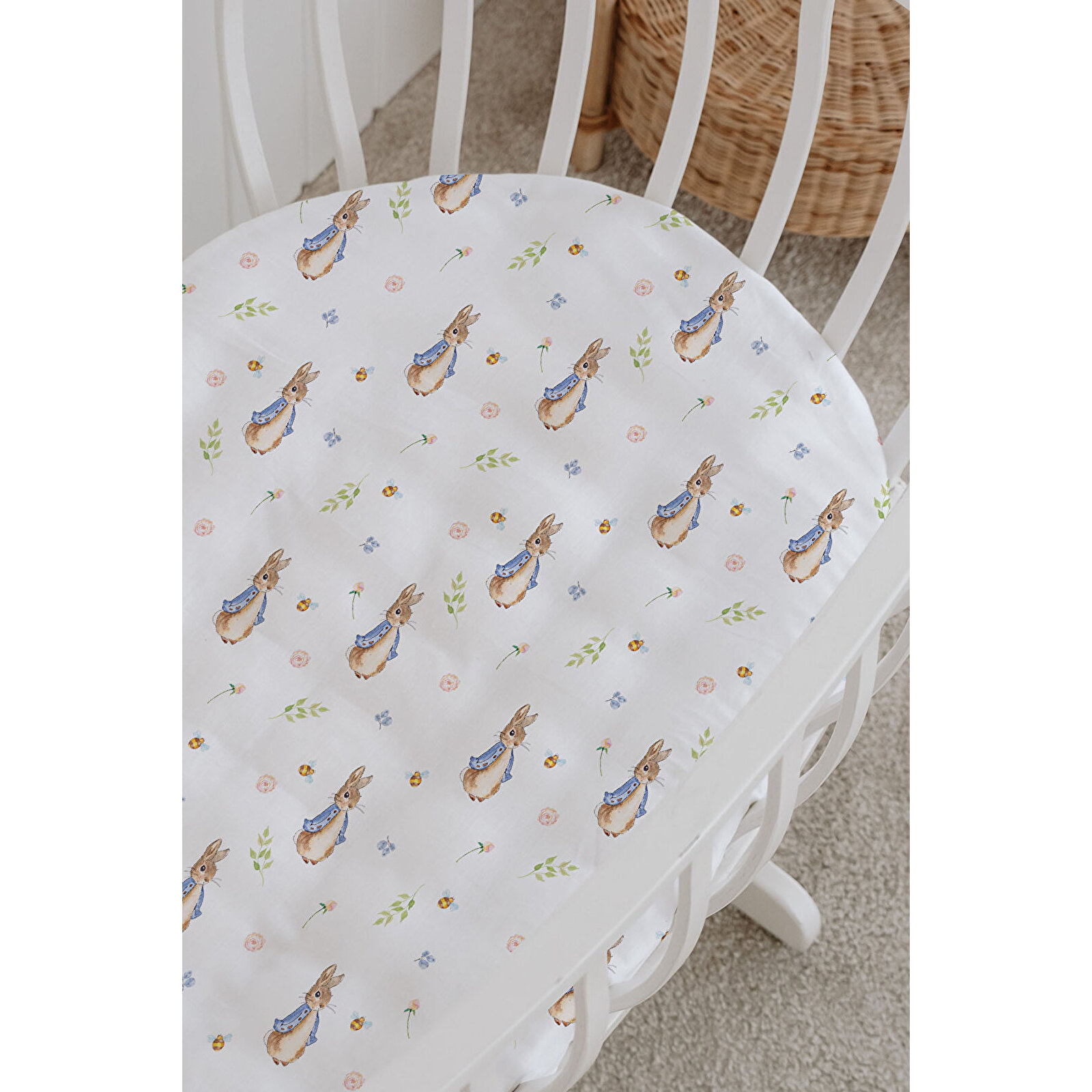 %100 Pamuklu Poplin Anne Yanı Beşik Nevresim Seti 60x100 cm - Pembe Fiyonk Masalı