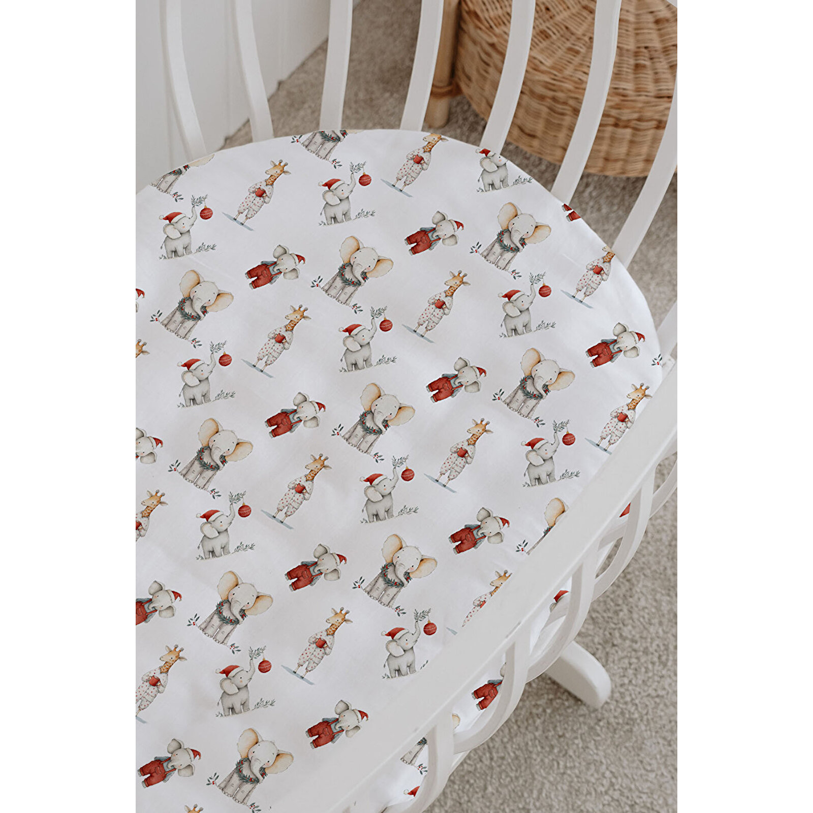 %100 Pamuklu Poplin Bebek Beşik Nevresim Seti 80x120 cm - Pötikare Elmalar