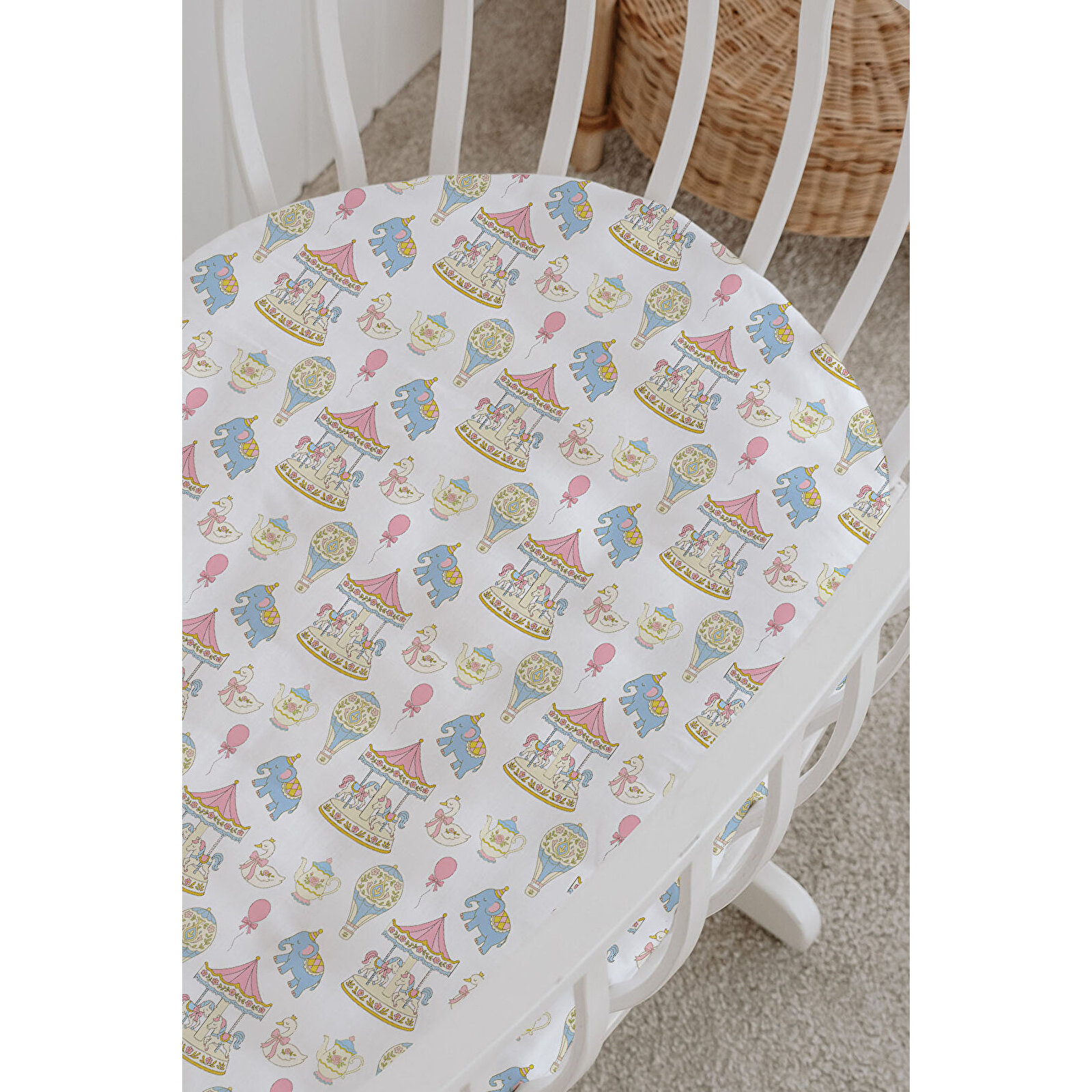 %100 Pamuklu Poplin Bebek Beşik Nevresim Seti 80x120 cm - Minik Çiçekler