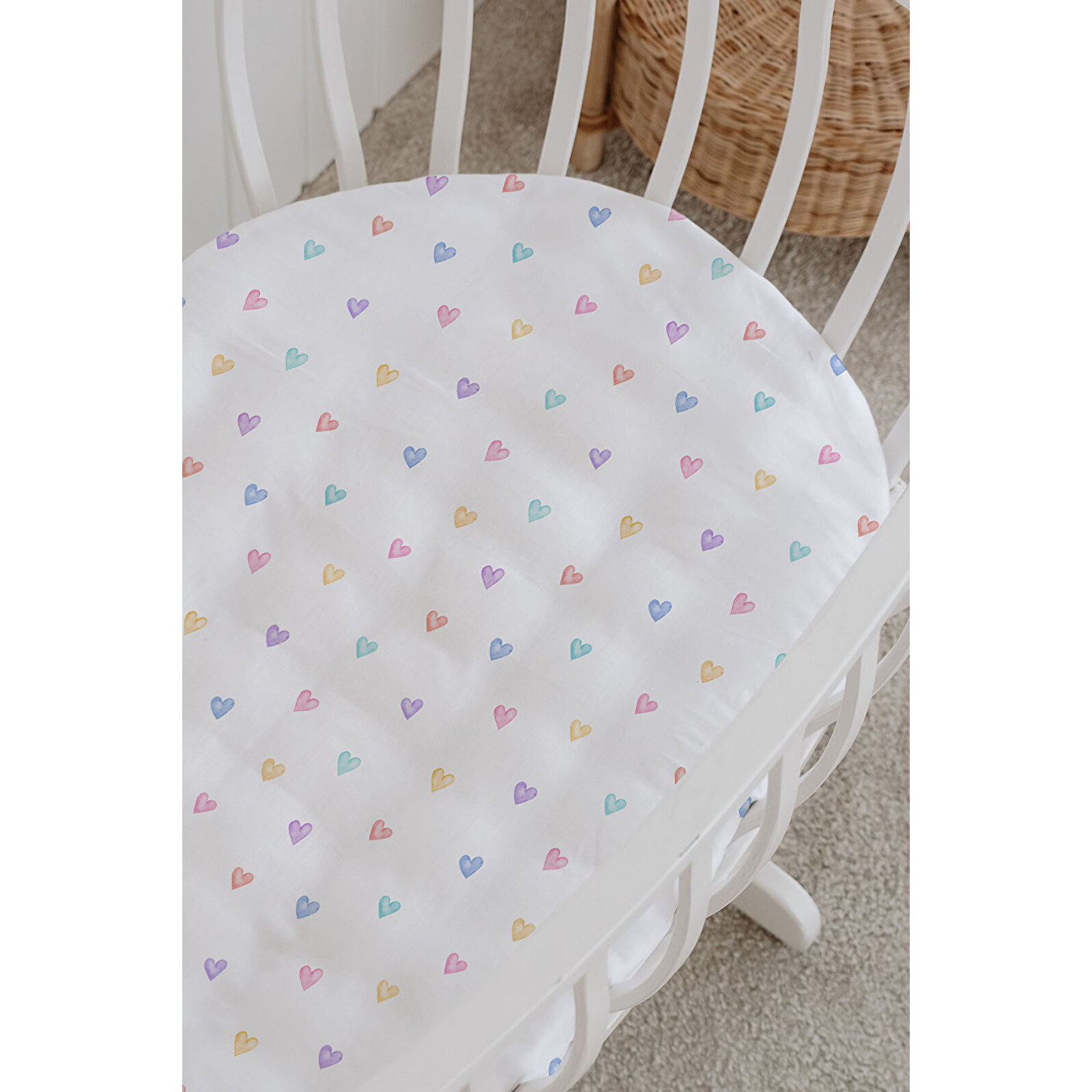 %100 Pamuklu Poplin Bebek Beşik Nevresim Seti 80x120 cm - Sevimli Orman Dostları