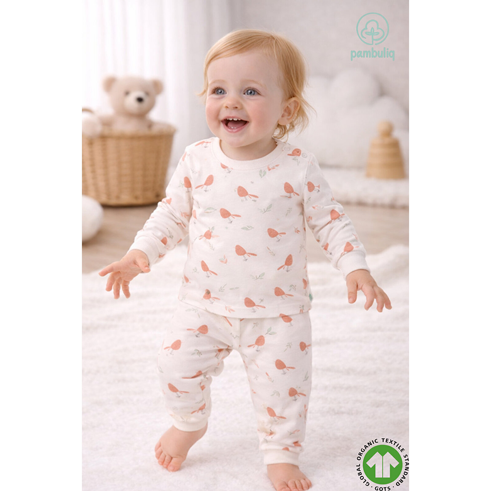 Unisex Bebek %100 Organik Kumaştan Pijama Takımı 9 - 36 Ay
