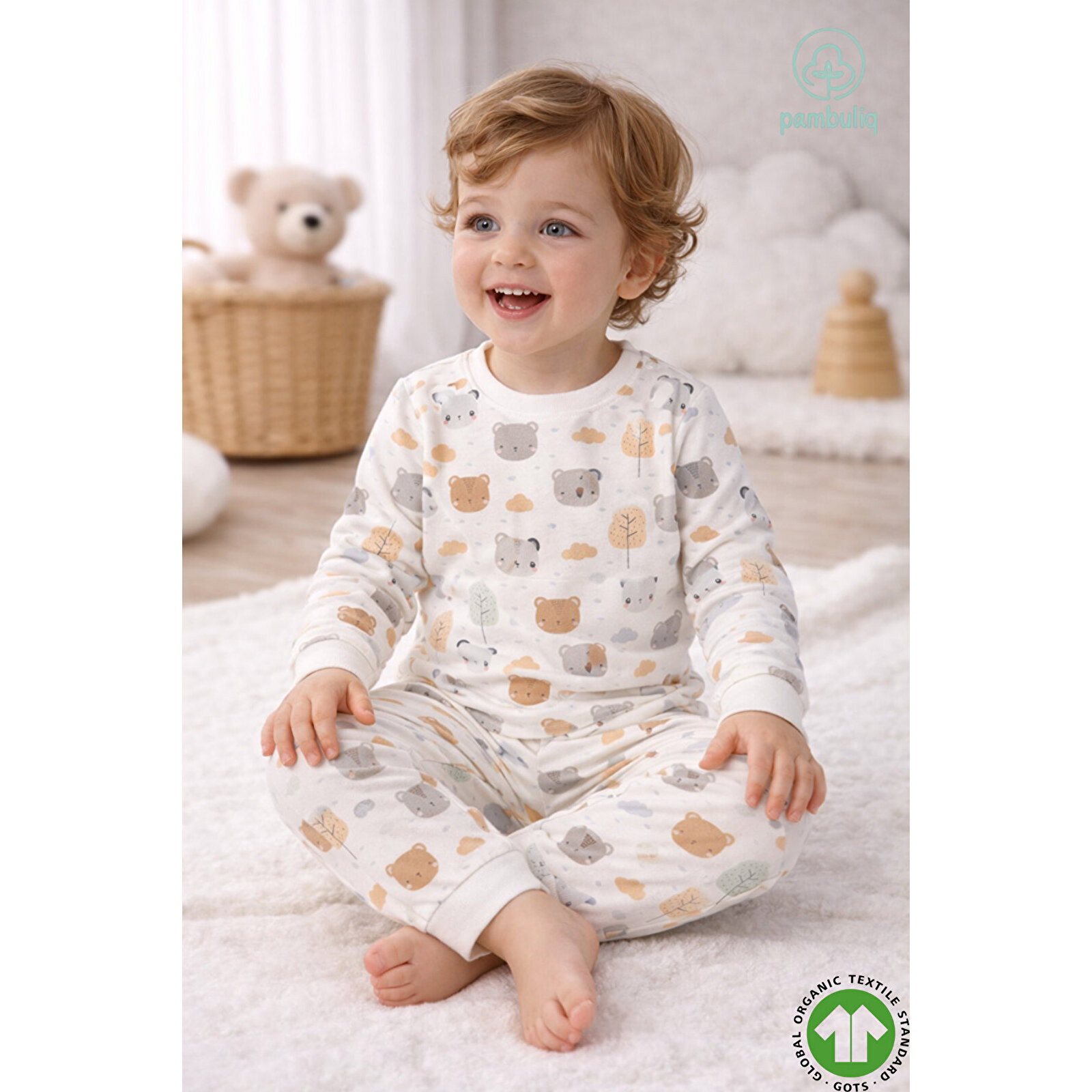 Unisex Bebek %100 Organik Kumaştan Pijama Takımı 9 - 36 Ay Unisex Bebek %100 Organik Kumaştan Pijama Takımı 9 - 36 Ay