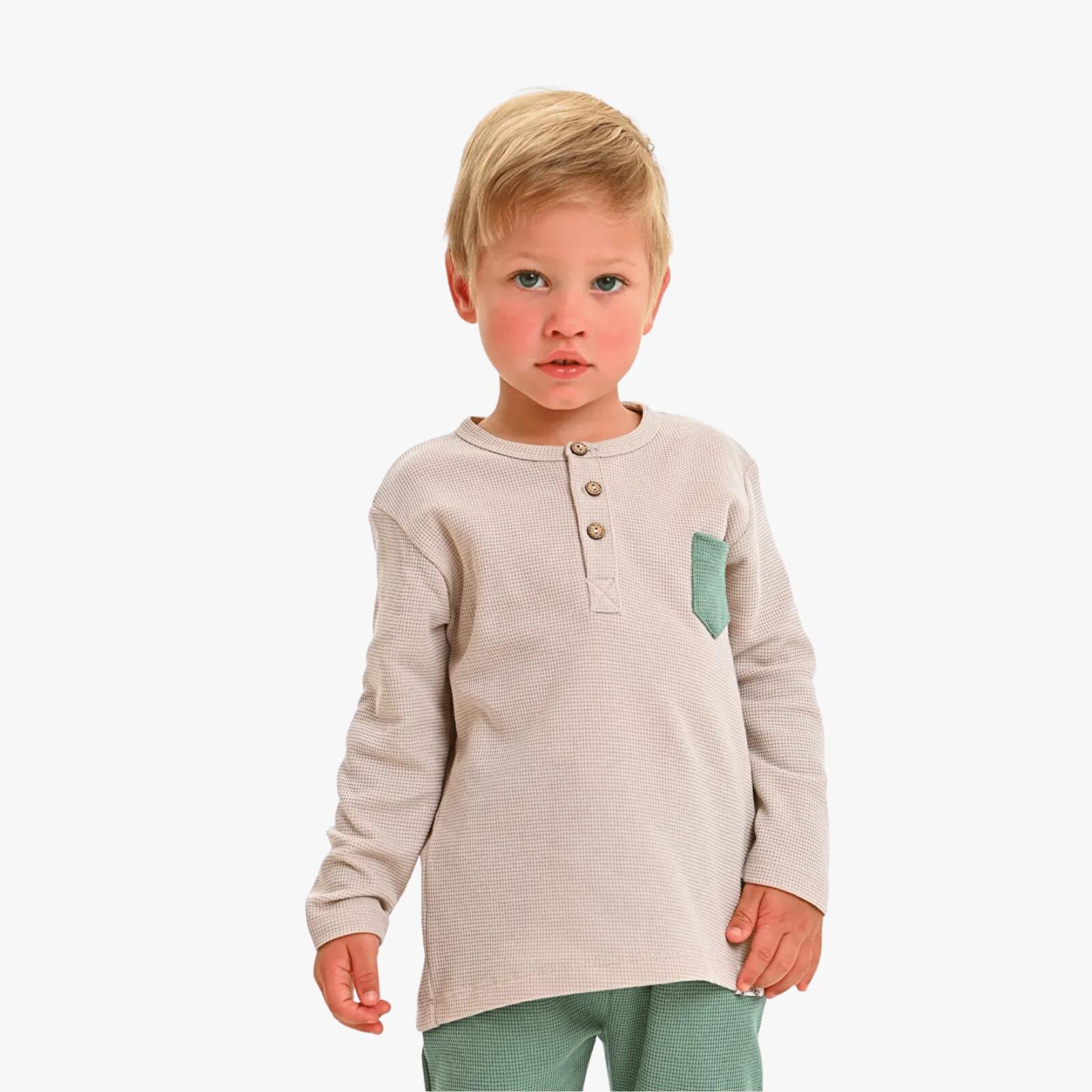 %100 Pamuk Waffle Erkek Bebek Takım 