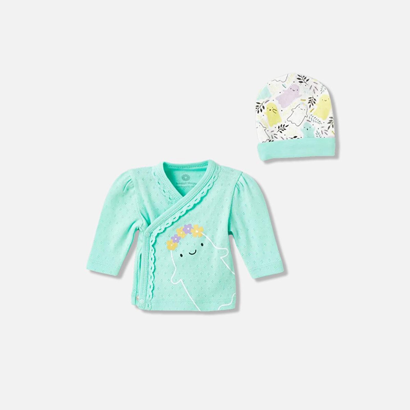 Yenidoğan Kız Bebek Jakarlı Zıbın-Bere-Patikli Alt 3lü Takım