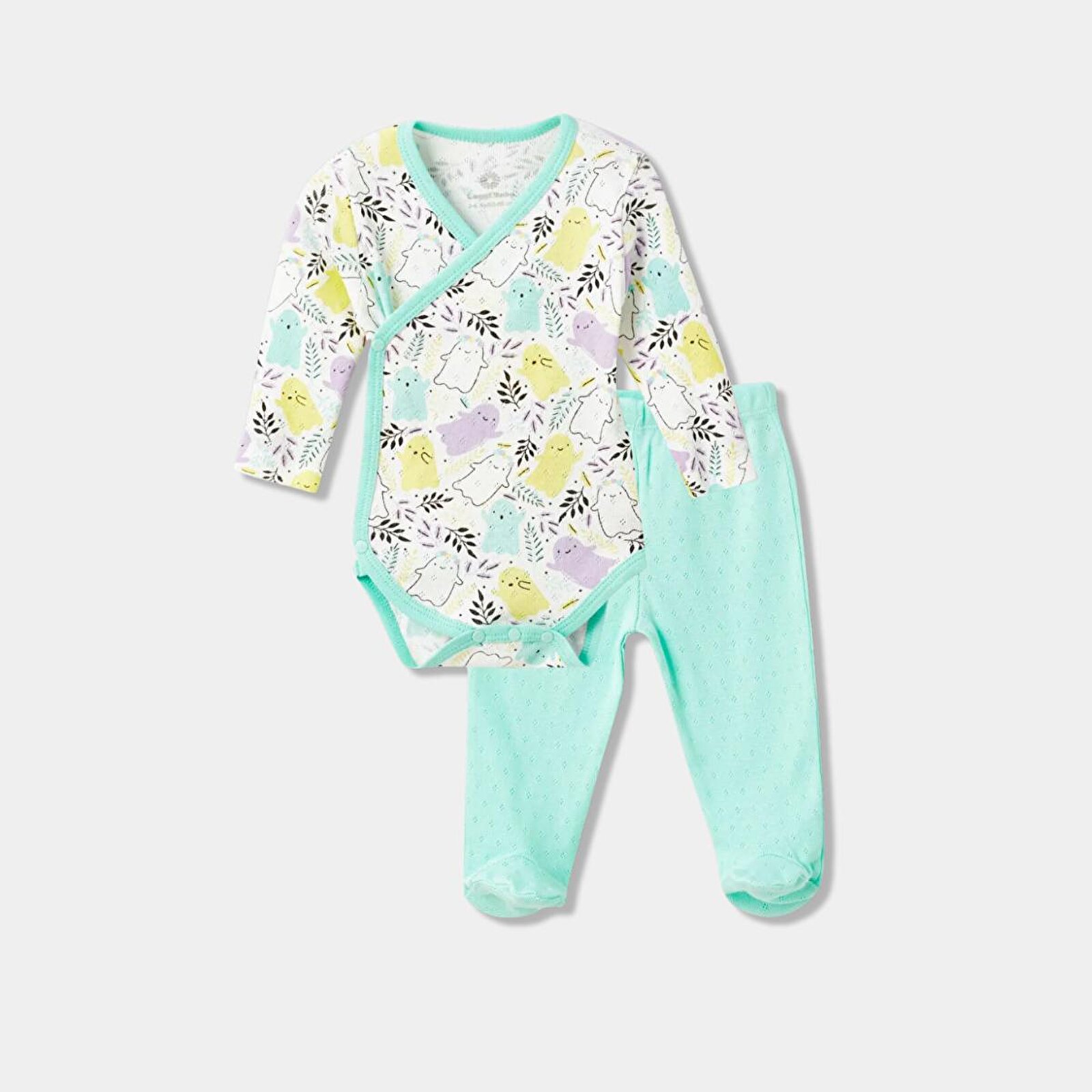 Kız Bebek Jakarlı Zıbın Body-Patikli Alt Bisiklet Yaka Uzun Paça Uzun Kol