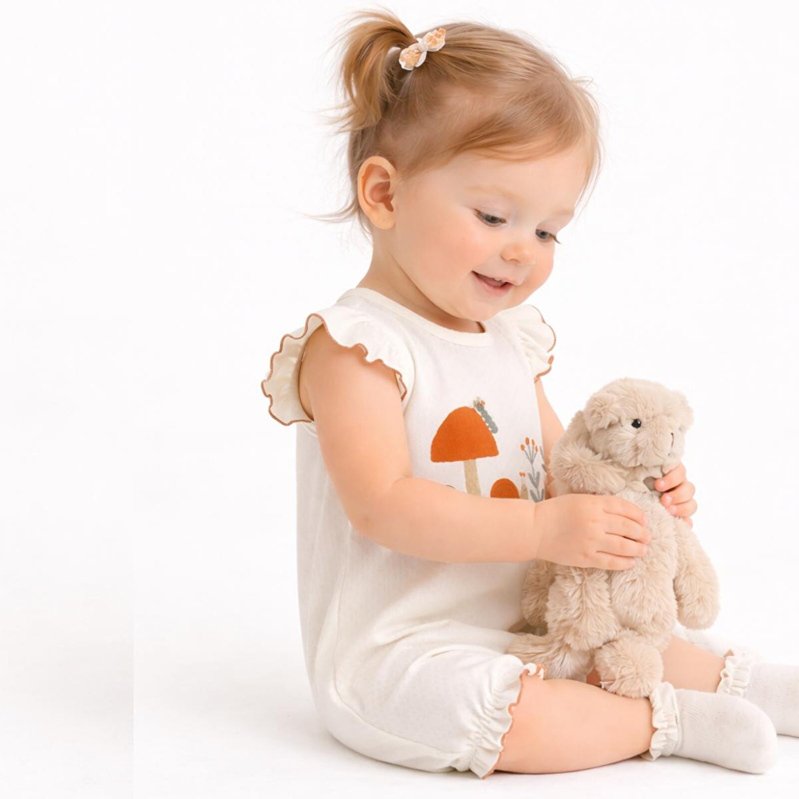 Kız Bebek Jakarlı Kısa Tulum, Çıtçıtlı, Bisiklet Yaka, Kısa Paça, Kısa Kol