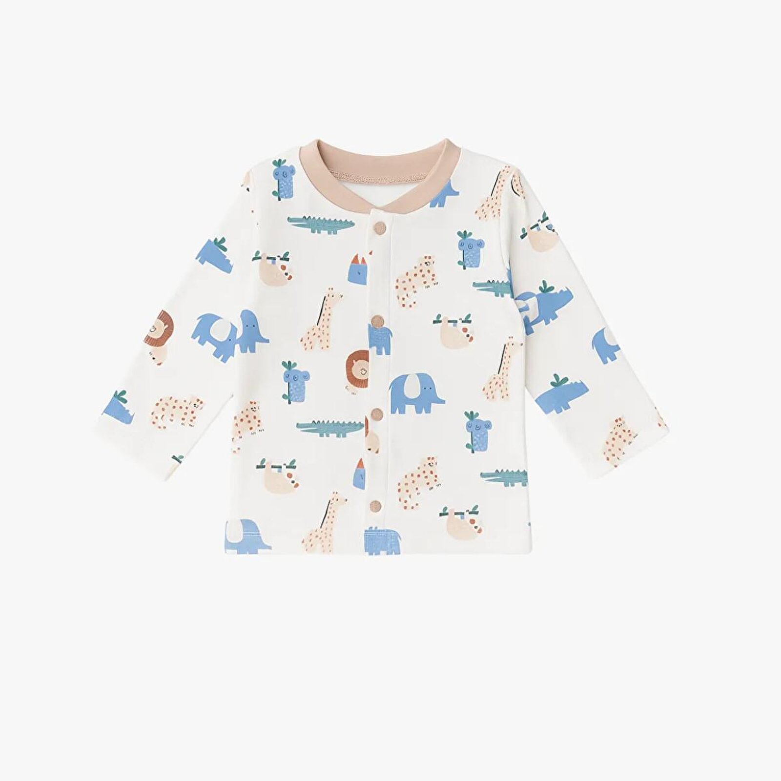 Erkek Bebek Çıtçıtlı Üst-Patikli Alt Bisiklet Yaka Uzun Paça Uzun Kol