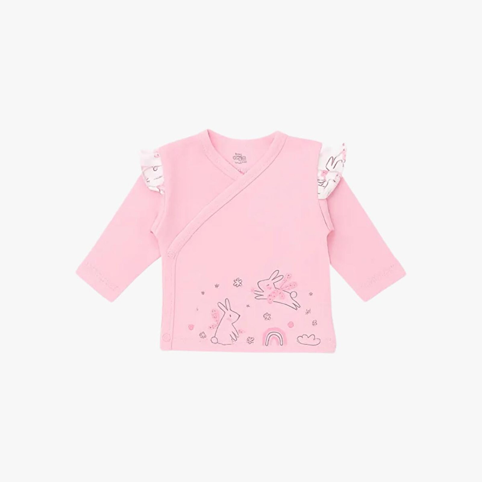 Kız Bebek 5li Hastane Çıkışı Çıtçıtlı Zarf Yaka Uzun Paça Uzun Kol