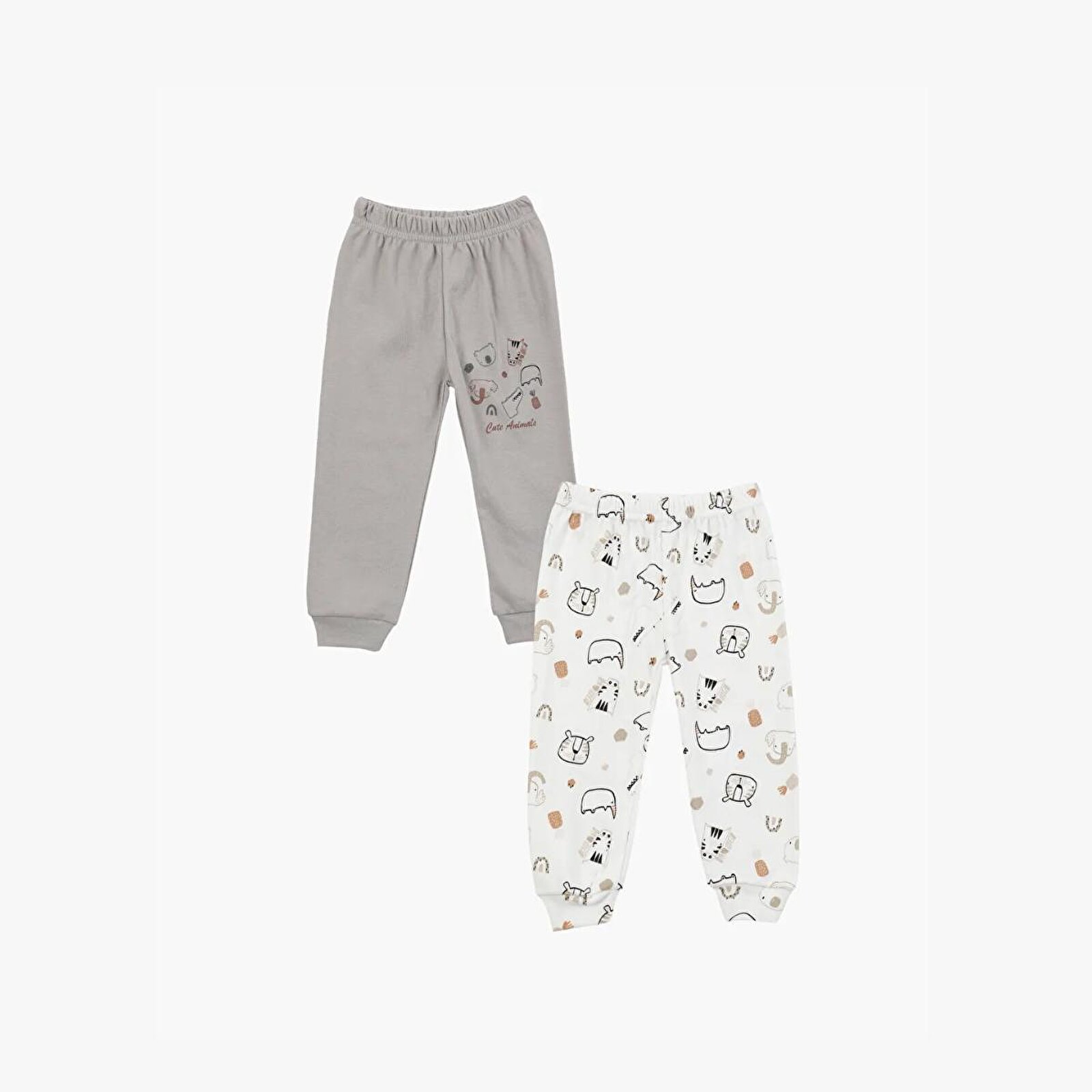 Erkek Bebek Basic 2li Patiksiz Alt İnterlok Hayvan Baskılı