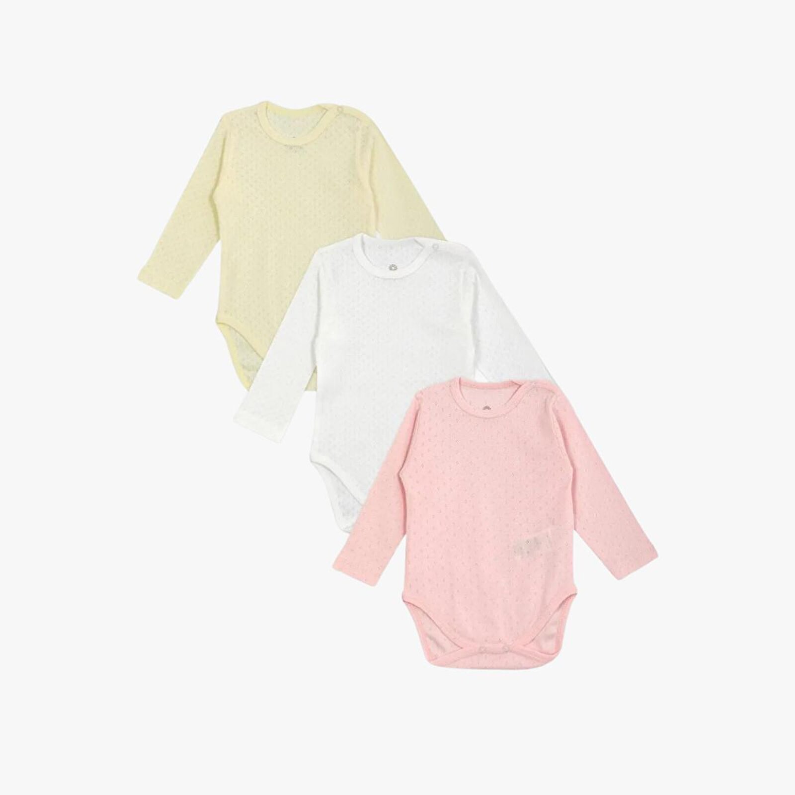Kız Bebek 3lü Jakarlı Uzun Kol Body