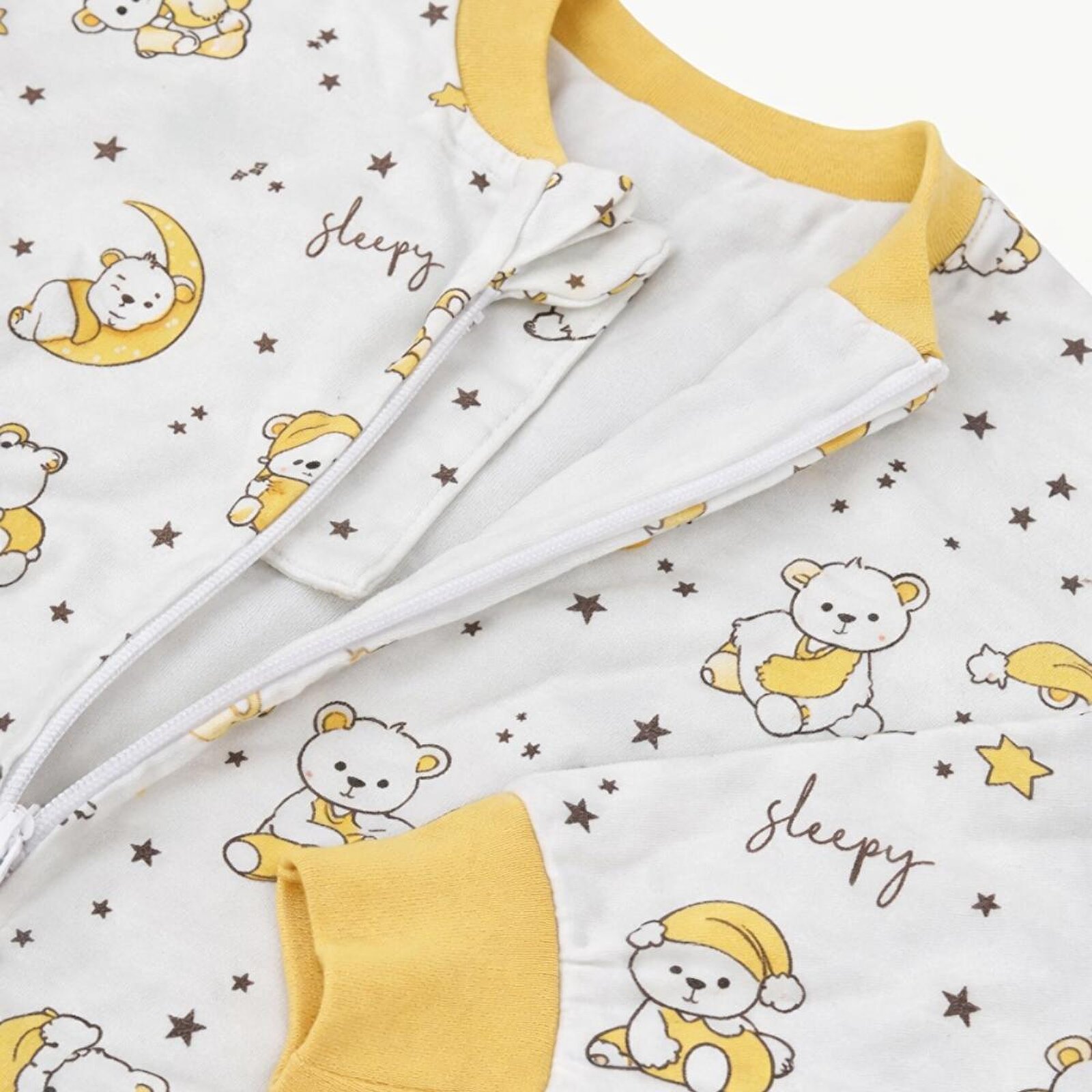 Erkek Bebek Uyku Tulumu Hayvan Baskılı Fermuarlı Bisiklet Yaka Uzun Paça Uzun Kol