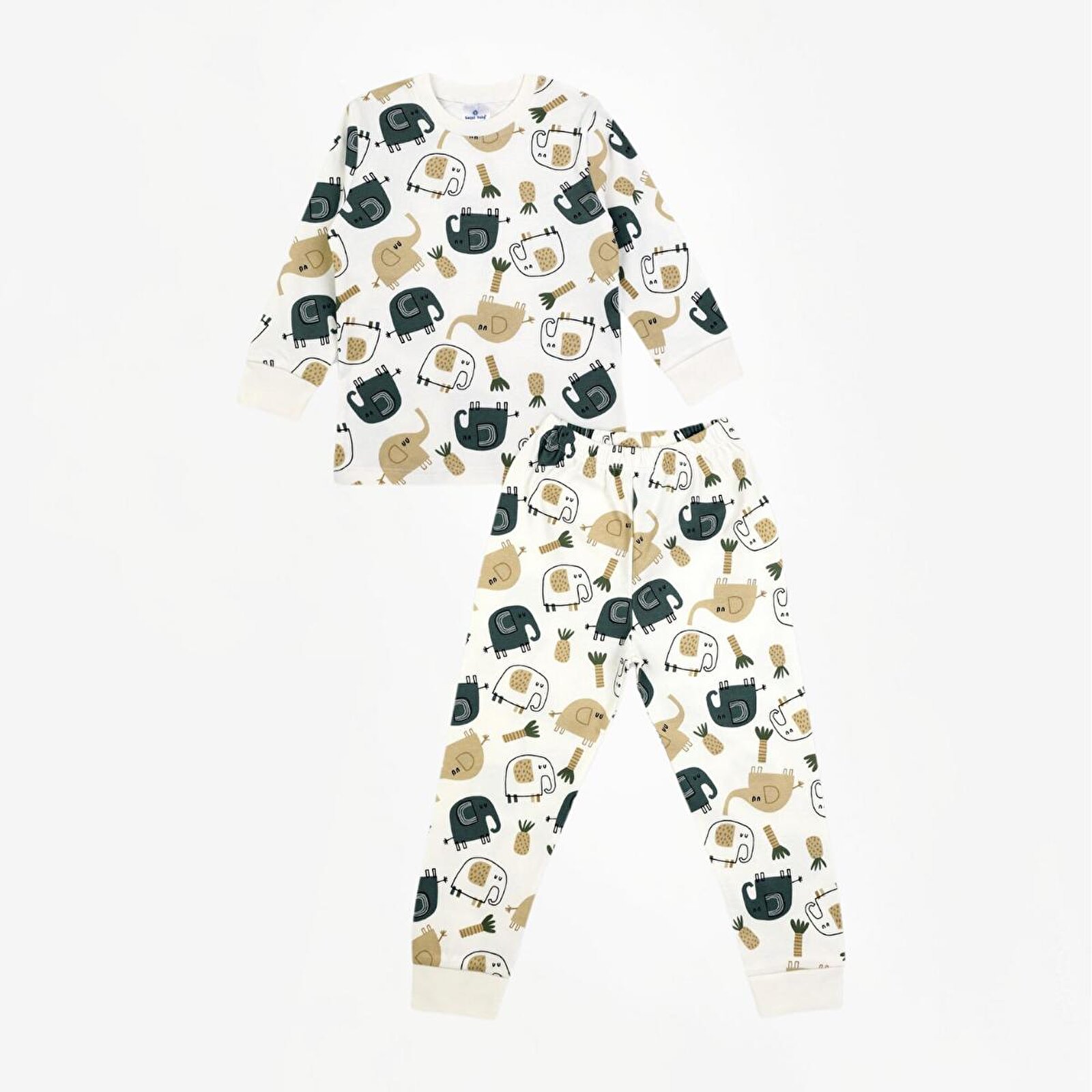 Erkek Bebek Uzun Kol Pijama Takımı Bisiklet Yaka Uzun Paça Uzun Kol