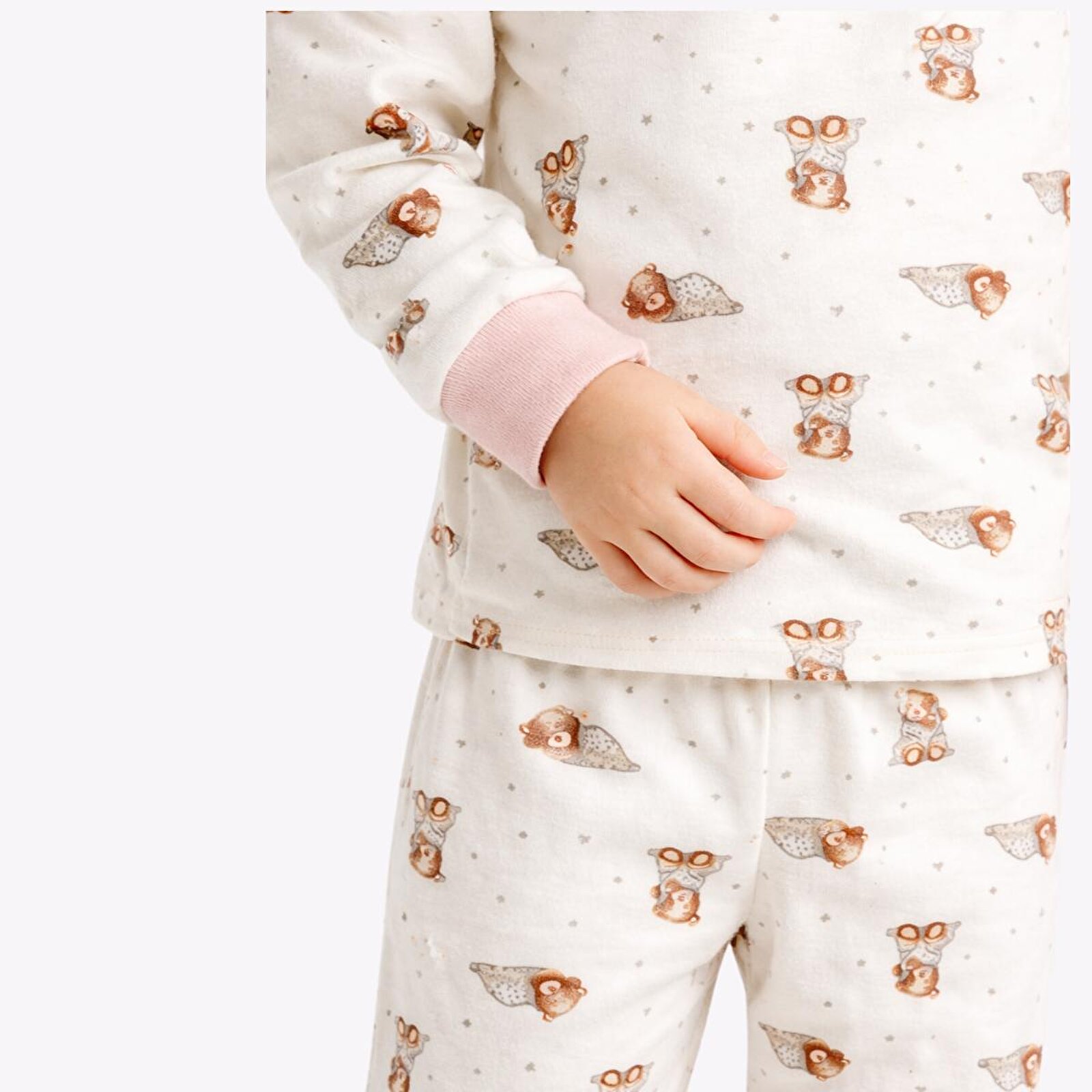 Kız Bebek Uzun Kol Pijama Takımı Bisiklet Yaka Uzun Paça Uzun Kol