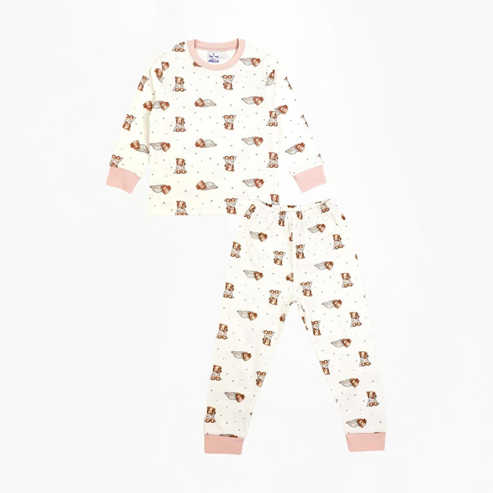 Kız Bebek Uzun Kol Pijama Takımı Bisiklet Yaka Uzun Paça Uzun Kol