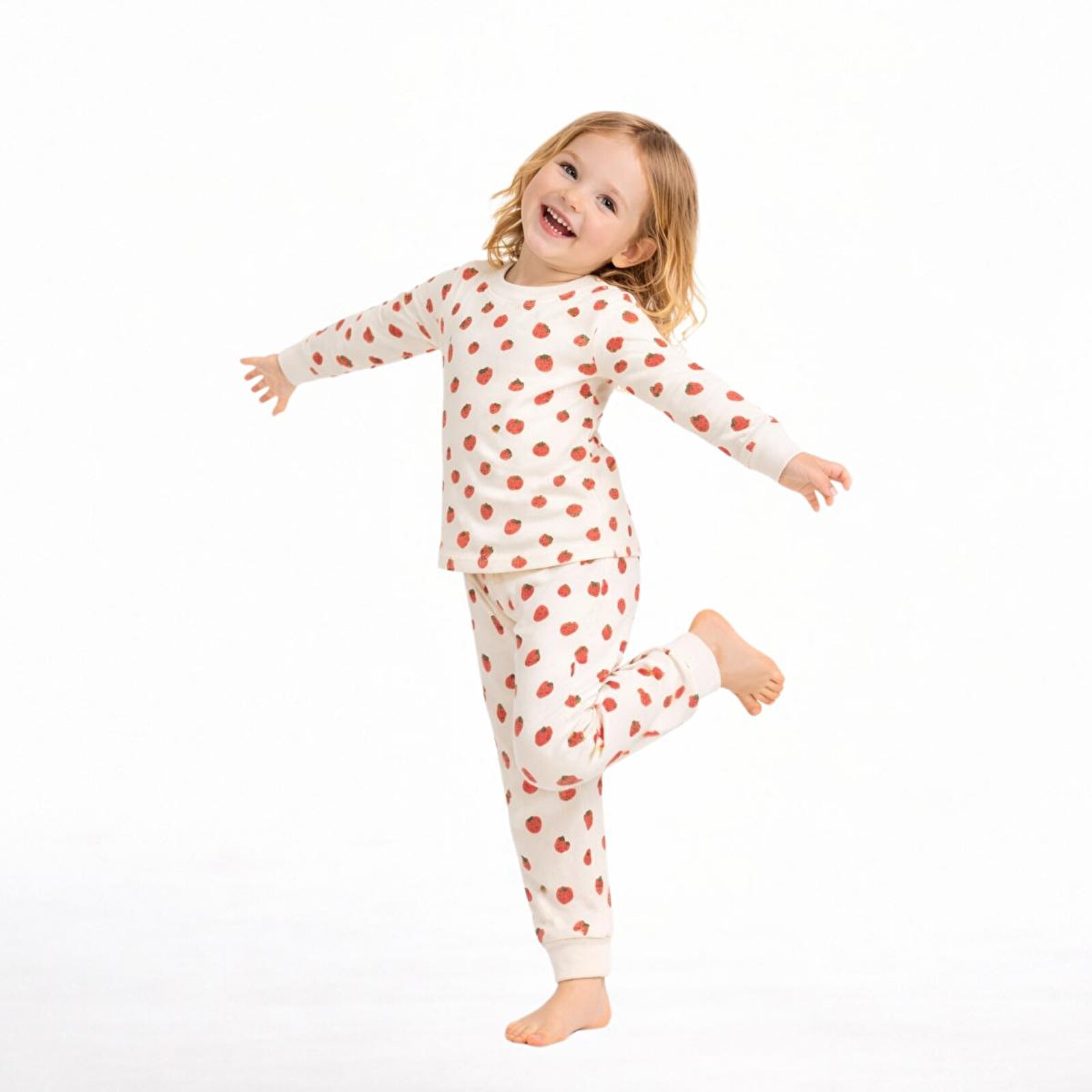 Kız Bebek Uzun Kol Pijama Takımı Bisiklet Yaka Uzun Paça Uzun Kol