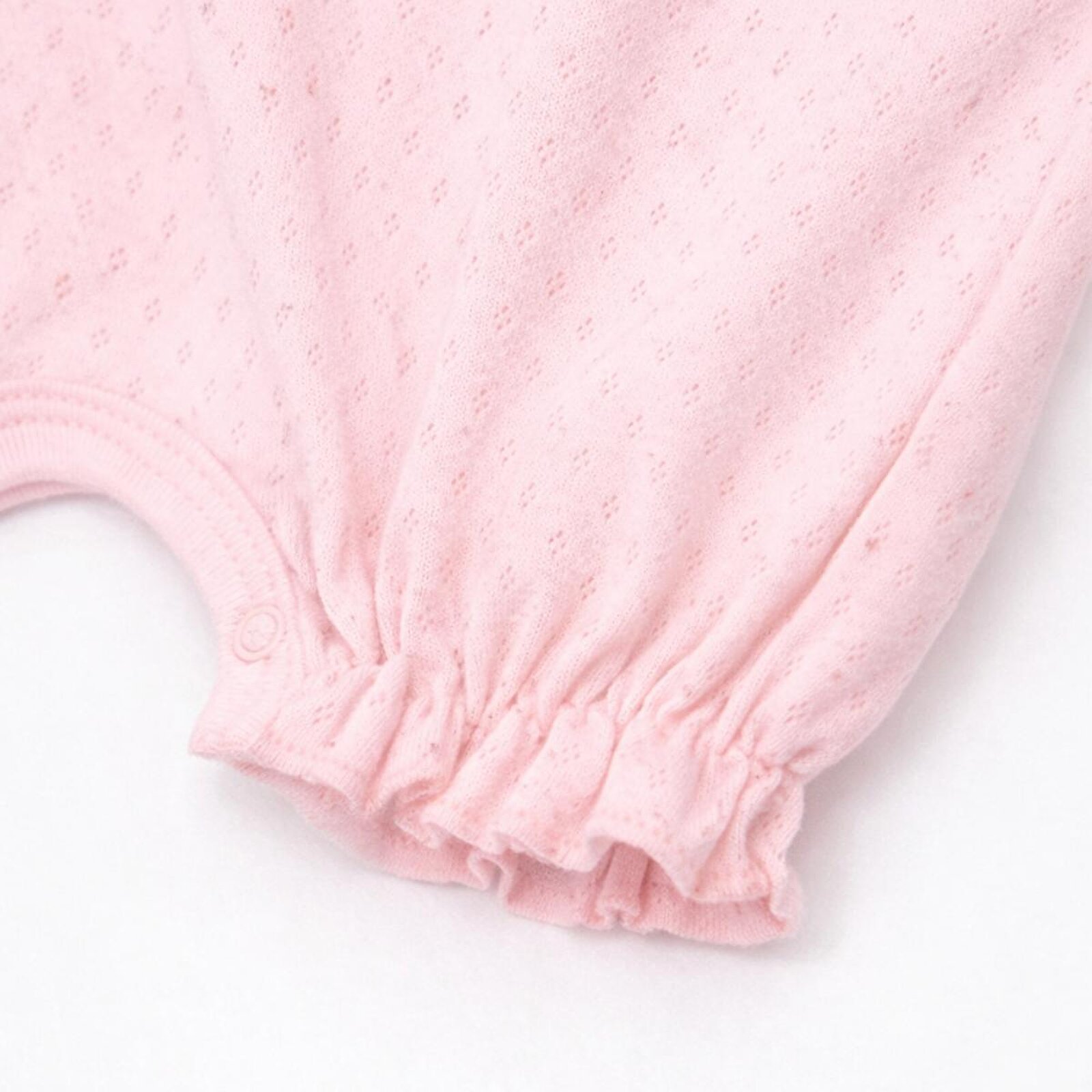 Kız Bebek Jakarlı Kısa Tulum, Çıtçıtlı, Bisiklet Yaka, Kısa Paça, Kısa Kol