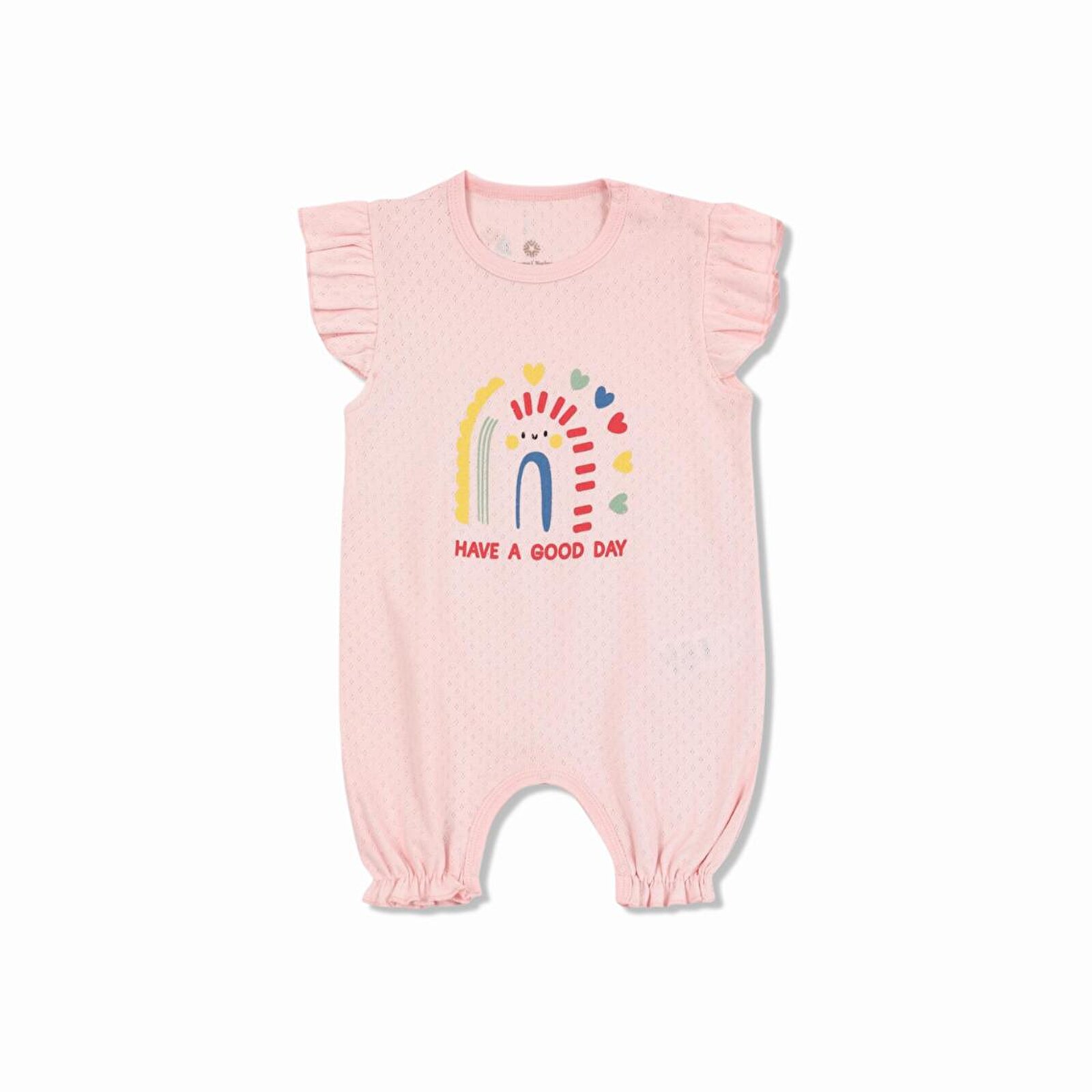 Kız Bebek Jakarlı Kısa Tulum, Çıtçıtlı, Bisiklet Yaka, Kısa Paça, Kısa Kol