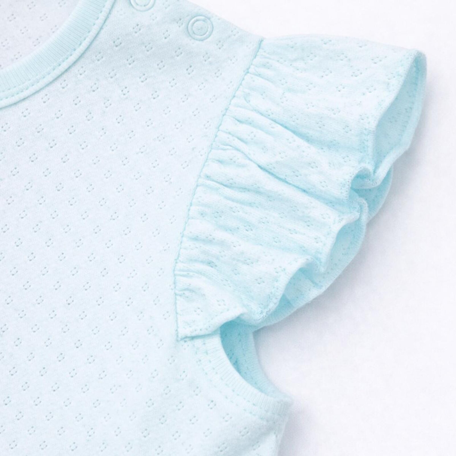 Kız Bebek Jakarlı Kısa Tulum, Çıtçıtlı, Bisiklet Yaka, Kısa Paça, Kısa Kol