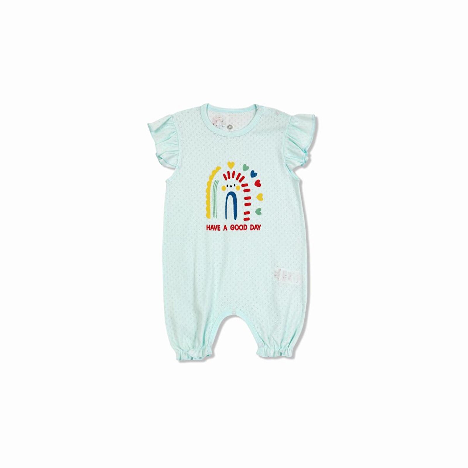 Kız Bebek Jakarlı Kısa Tulum, Çıtçıtlı, Bisiklet Yaka, Kısa Paça, Kısa Kol