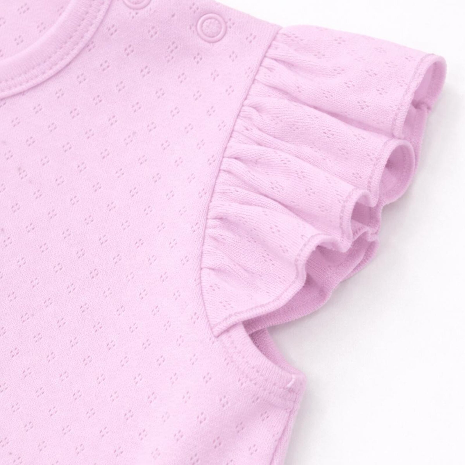 Kız Bebek Jakarlı Kısa Tulum, Çıtçıtlı, Bisiklet Yaka, Kısa Paça, Kısa Kol