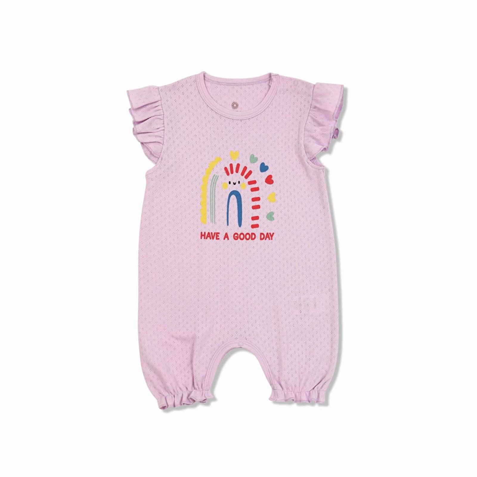 Kız Bebek Jakarlı Kısa Tulum, Çıtçıtlı, Bisiklet Yaka, Kısa Paça, Kısa Kol