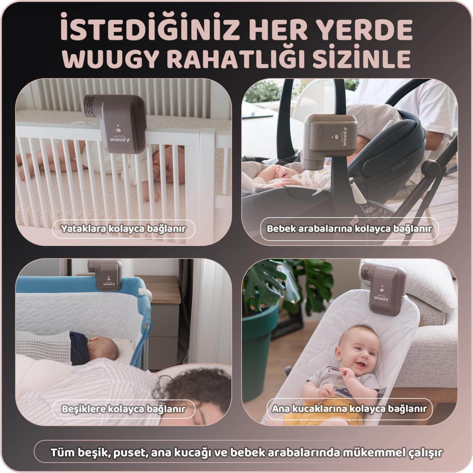 Bebek Uyku Asistanı – Taşınabilir, Titreşimli, Melodili, Beyaz Gürültülü, Hava Filtreli Uyku Yardımcısı